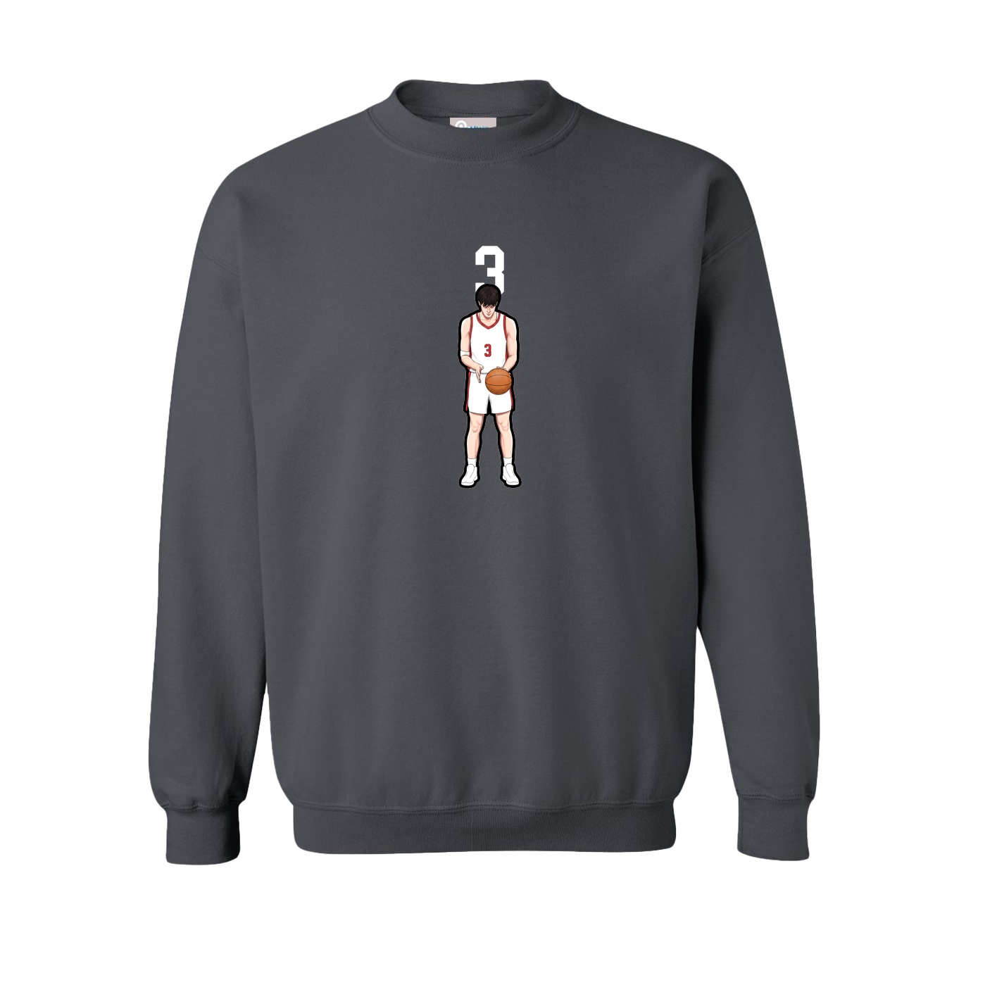 Fleece Crew — Number Top in Grey