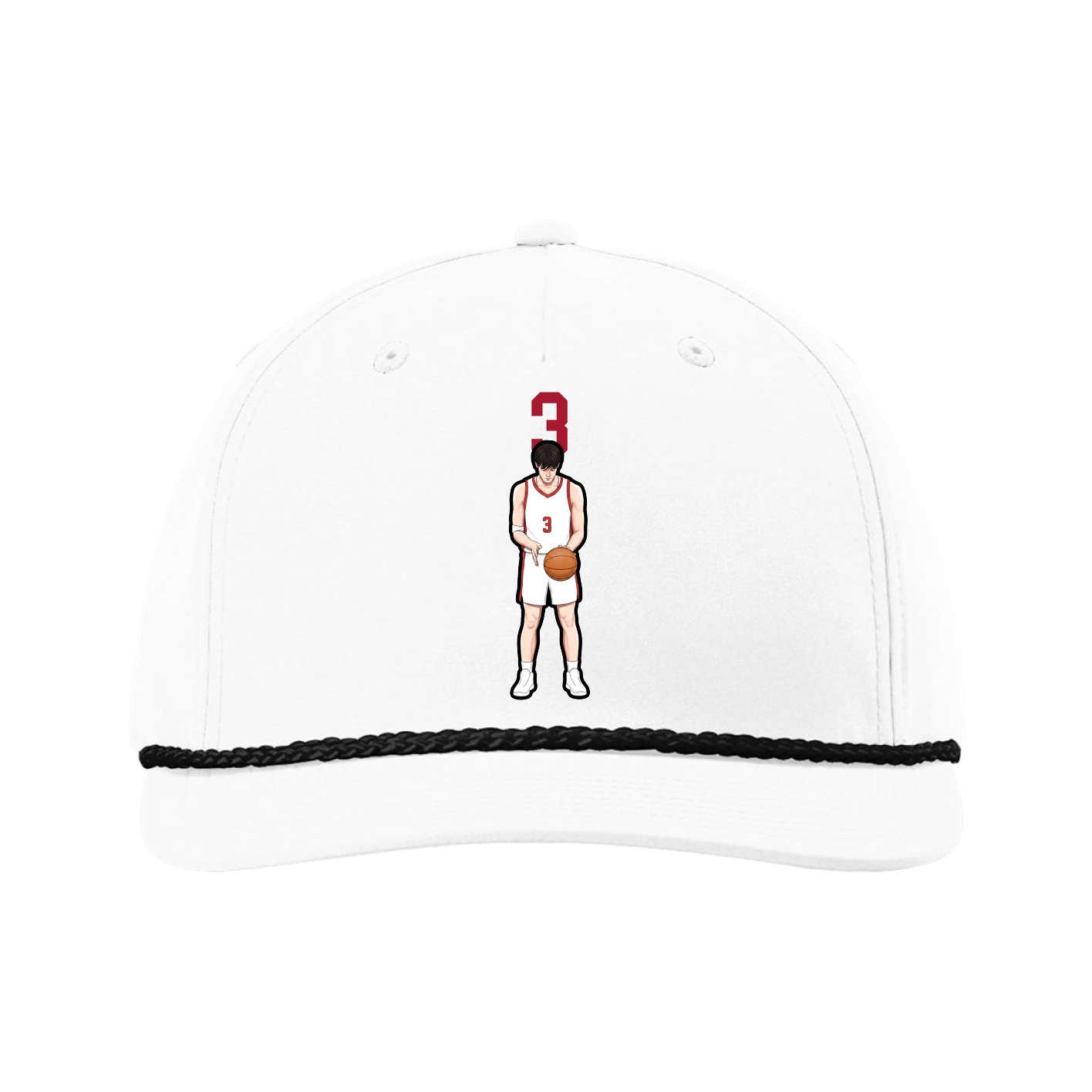 Five-Panel Classic Rope Cap — Number Top in White