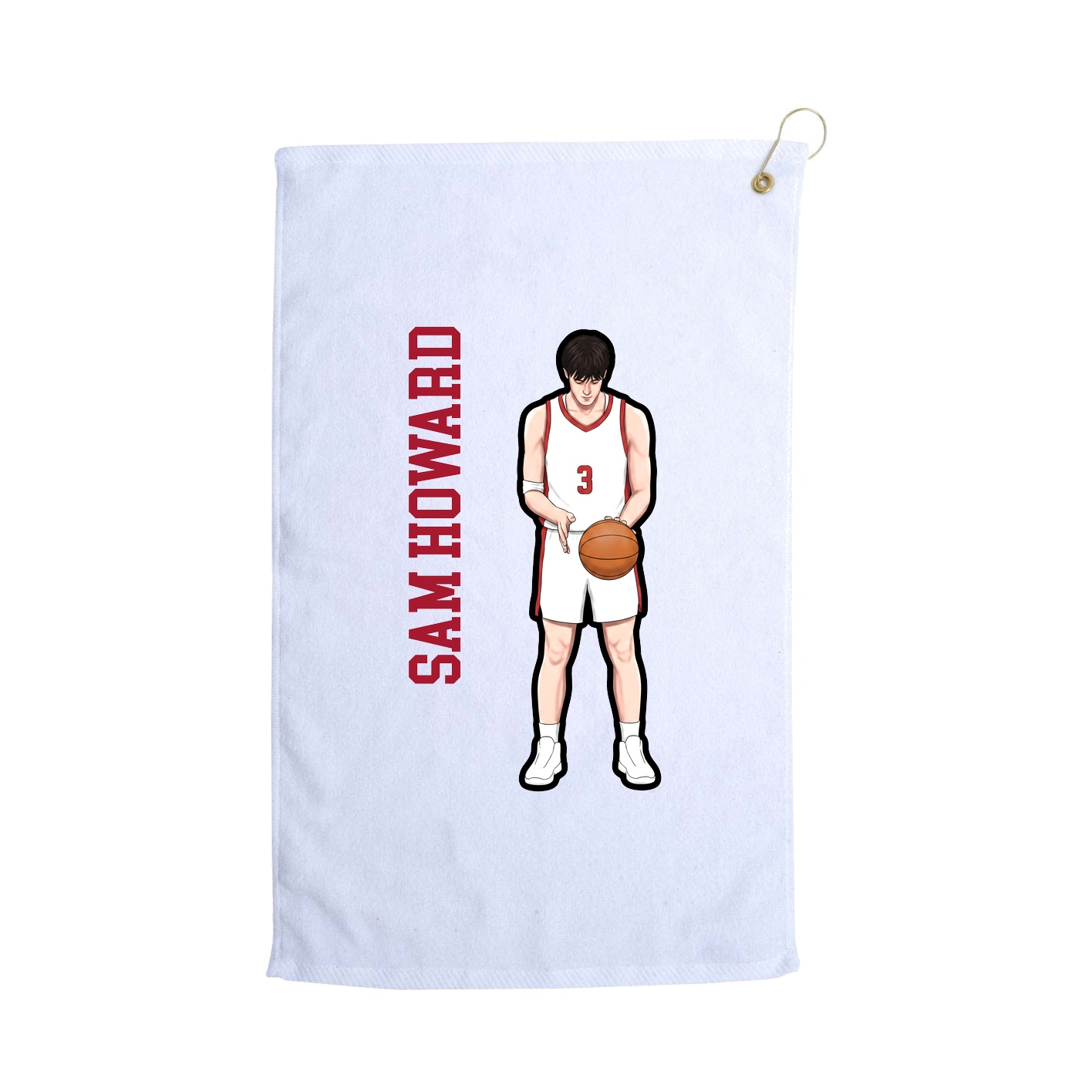 Golf Towel — Name Vertical in White