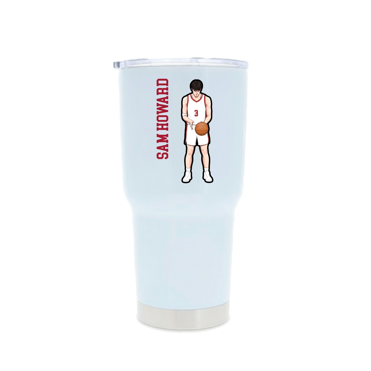 30oz Stainless Steel Tumbler — Name Vertical in White