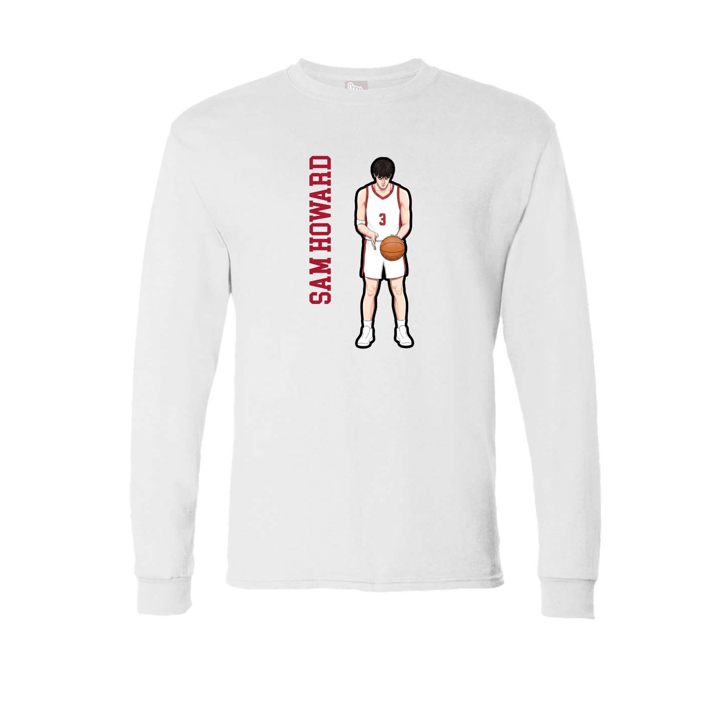 Long Sleeve Tee — Name Vertical in White