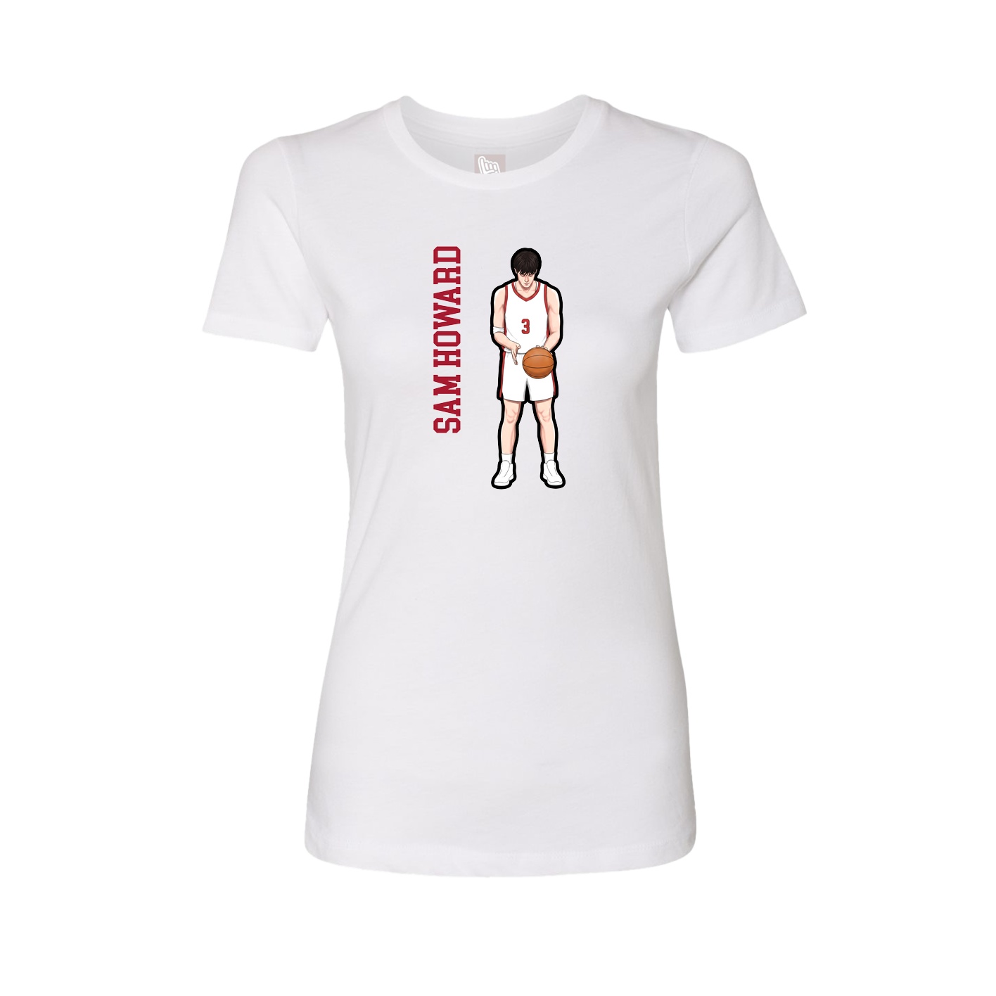 Fitted Women's Tee — Name Vertical in White