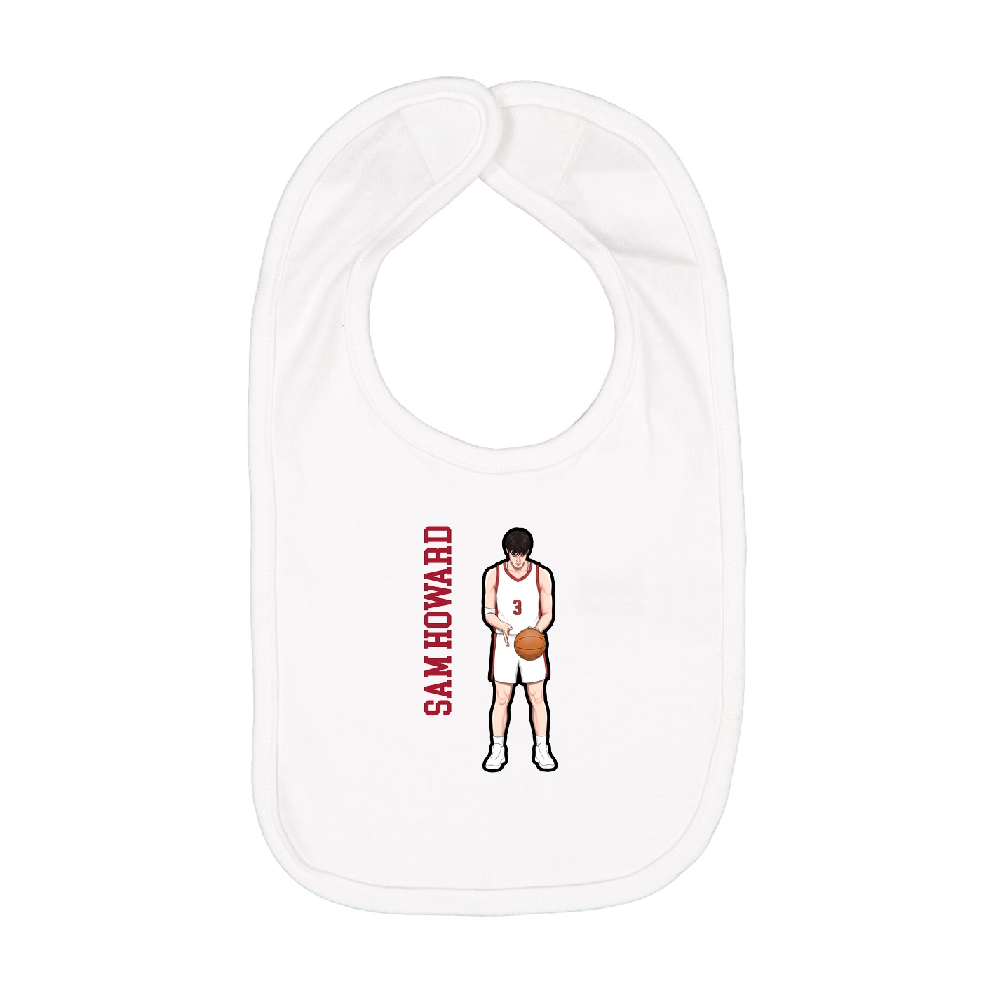Infant Bib — Name Vertical in White