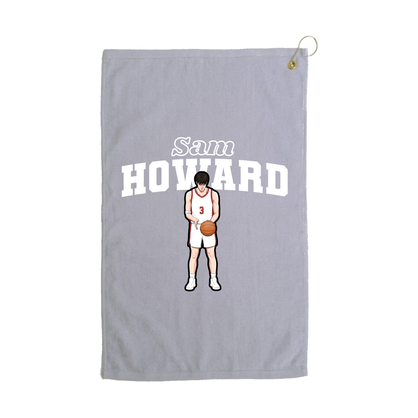 Golf Towel — Name Arch in Grey