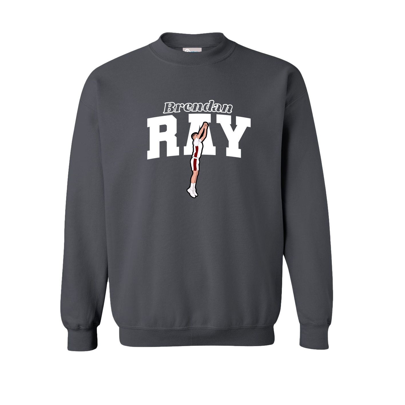 Fleece Crew — Name Arch in Grey