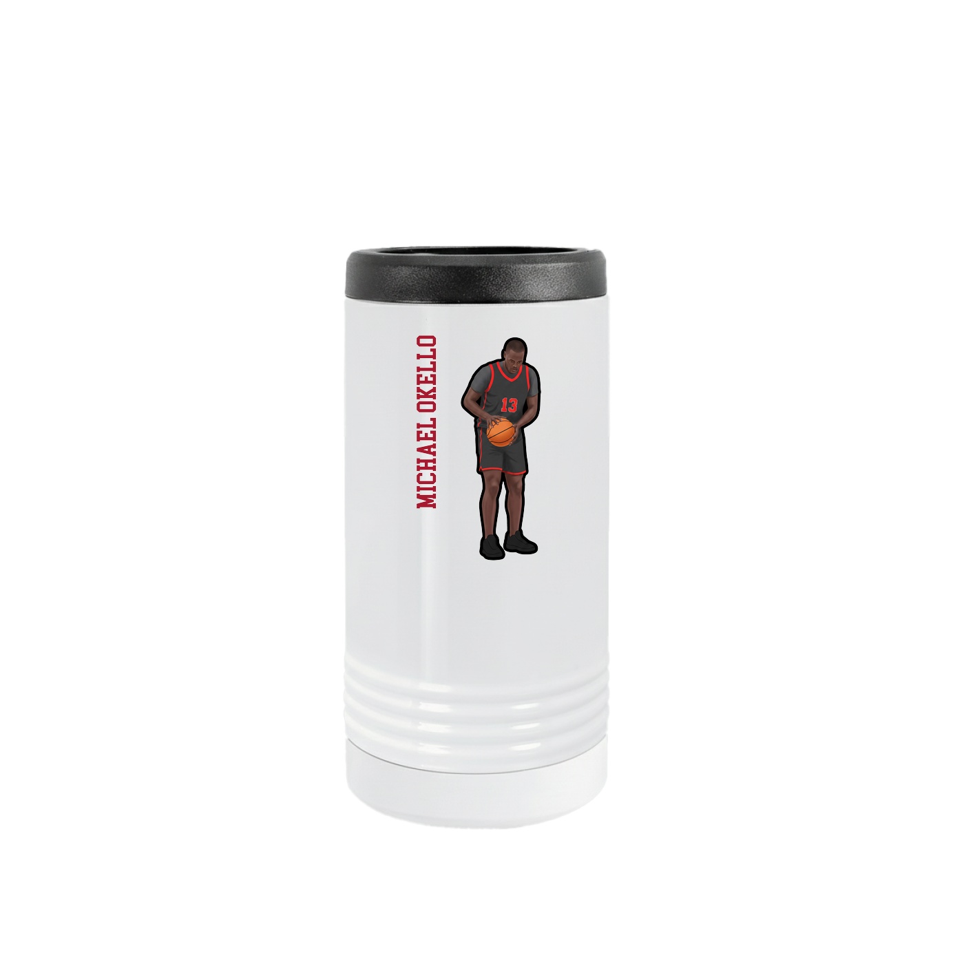 Slim Beverage Holder — Name Vertical in White