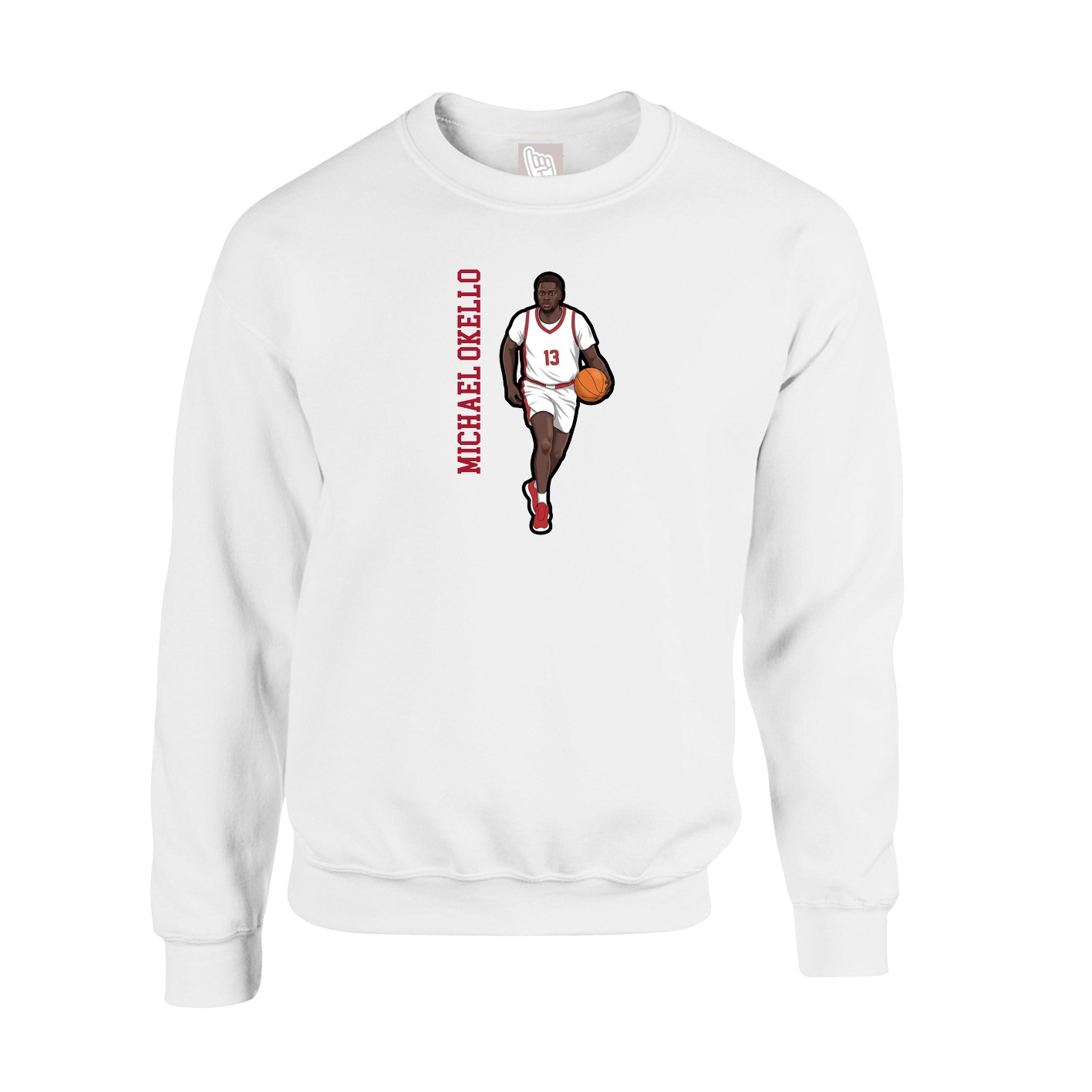 Fleece Crew — Name Vertical in White