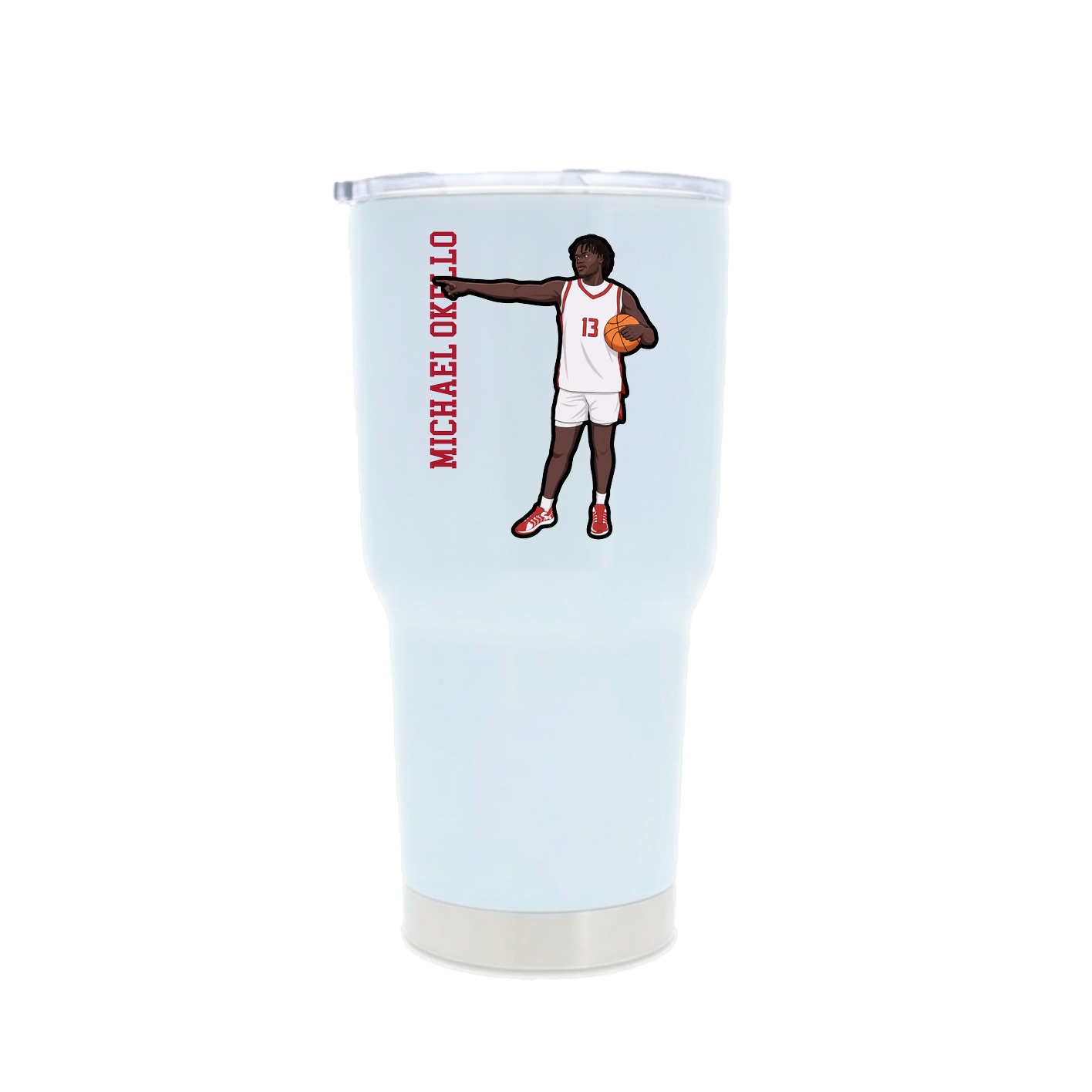 30oz Stainless Steel Tumbler — Name Vertical in White