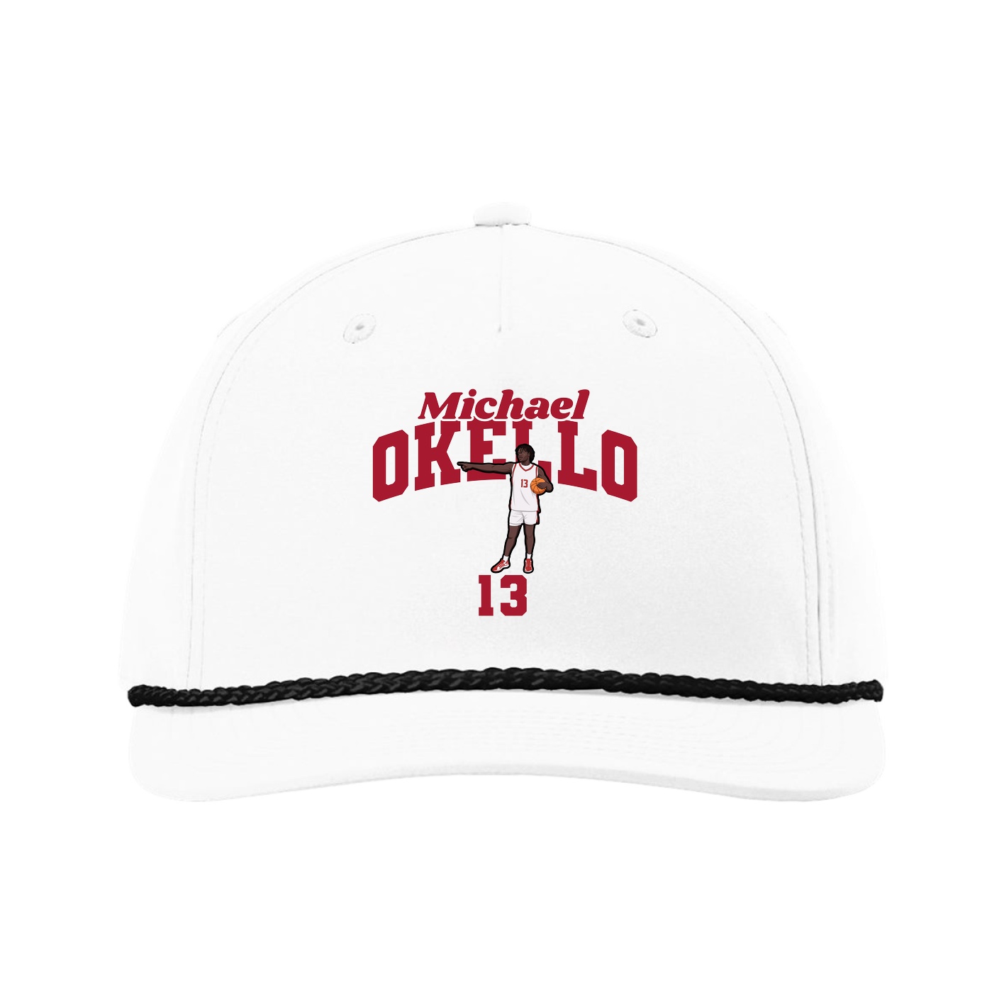 Five-Panel Classic Rope Cap — Signature Arch in White