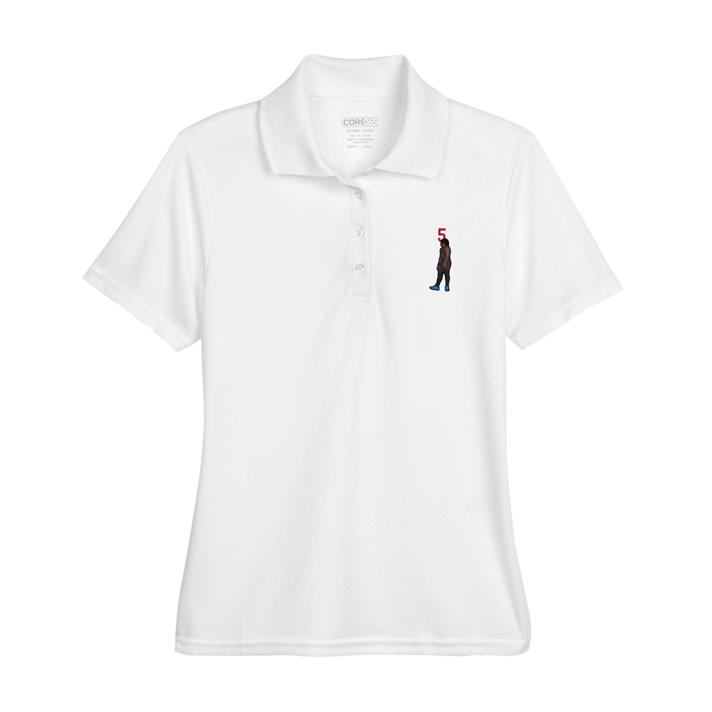 Womens Performance Polo — Number Top in White