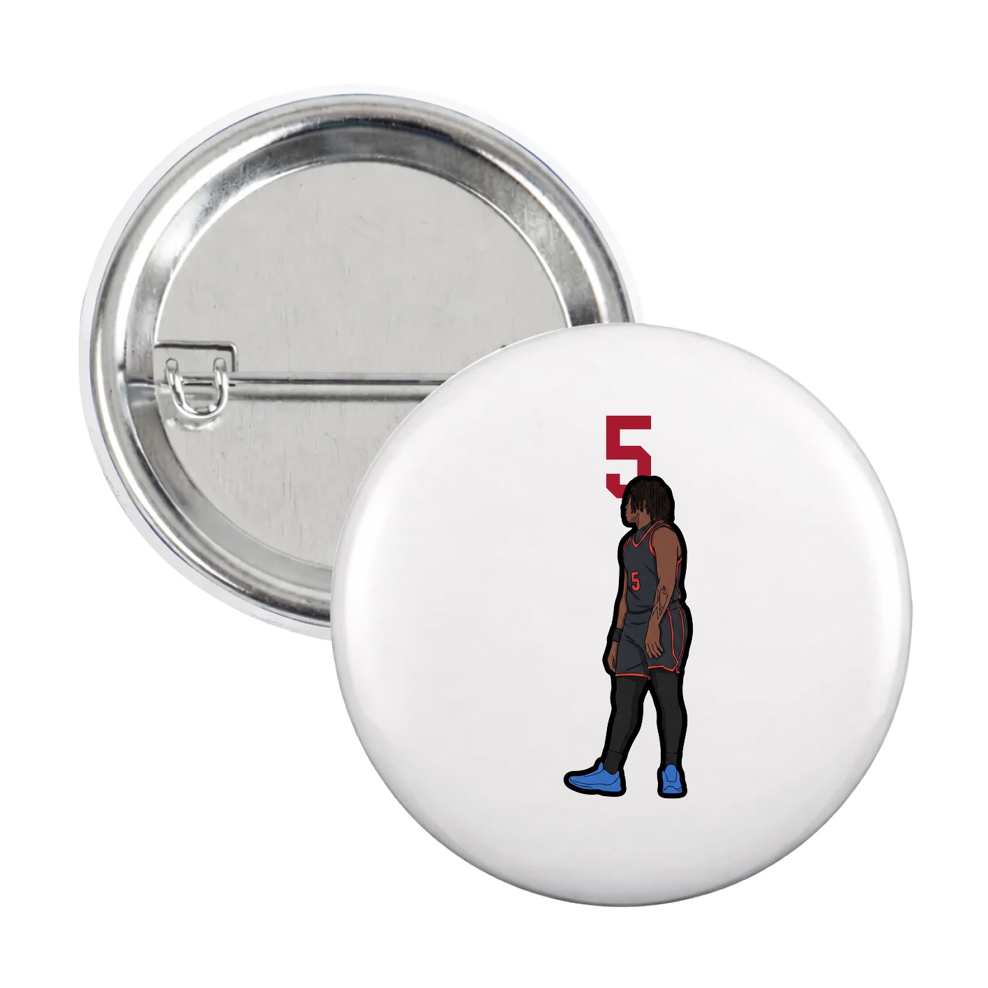 Game Day Button — Number Top in White