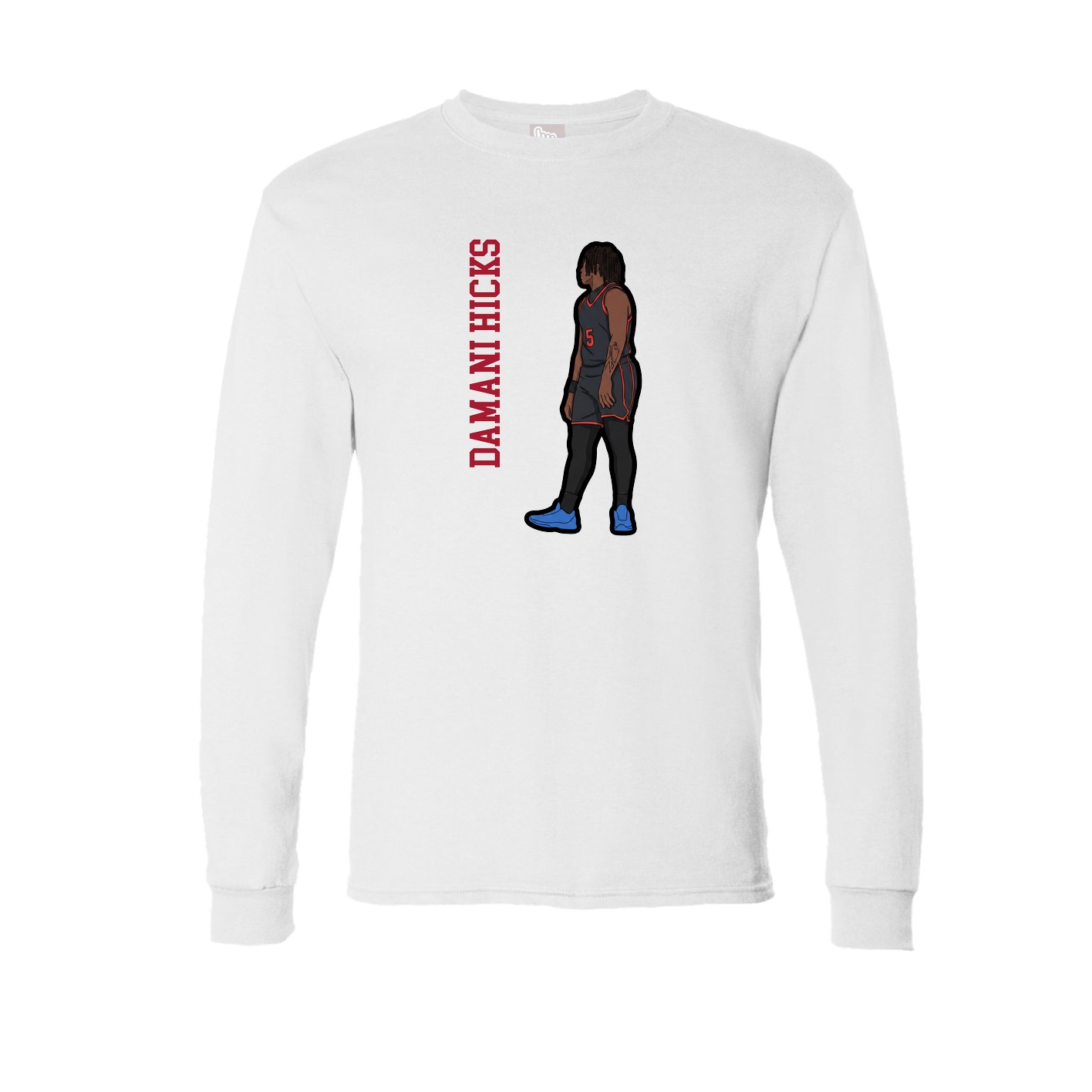 Long Sleeve Tee — Name Vertical in White