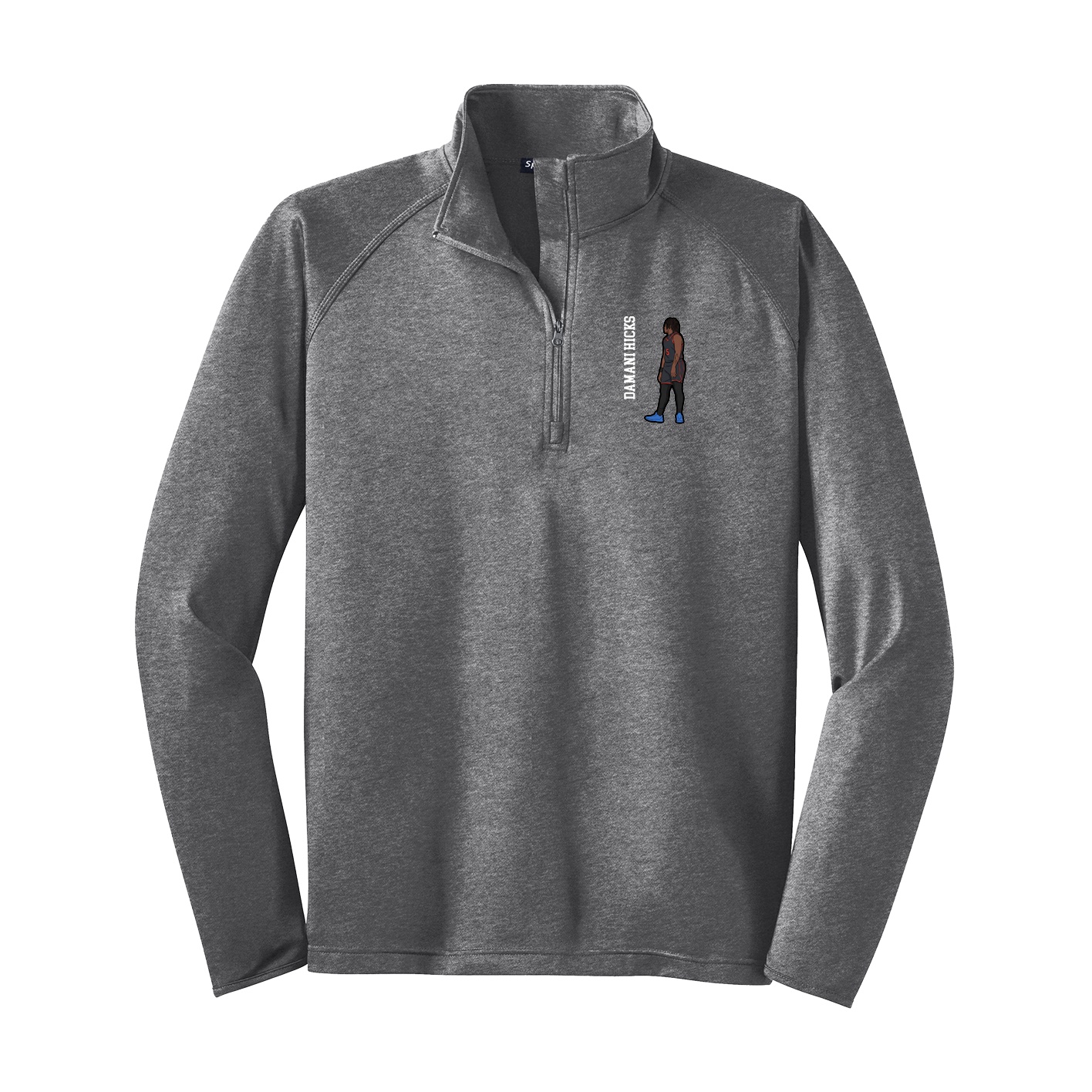 Q-Zip Pullover — Name Vertical in Grey