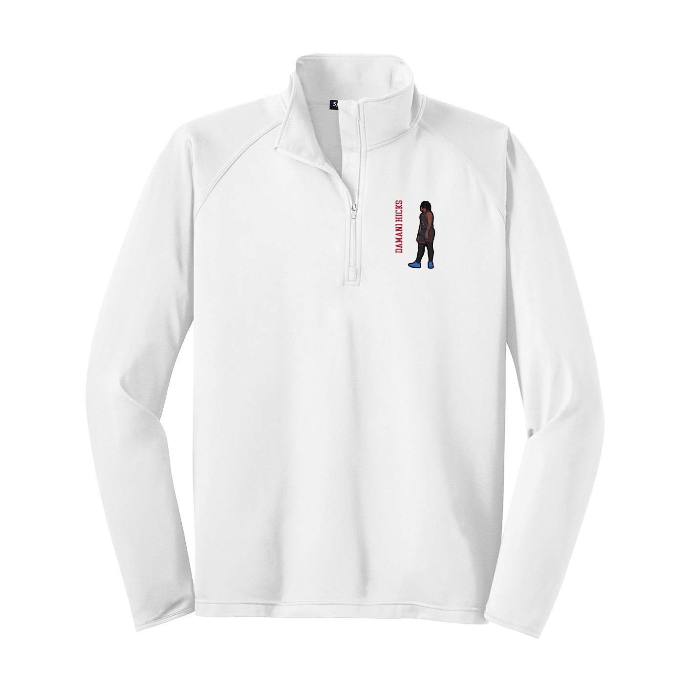 Q-Zip Pullover — Name Vertical in White