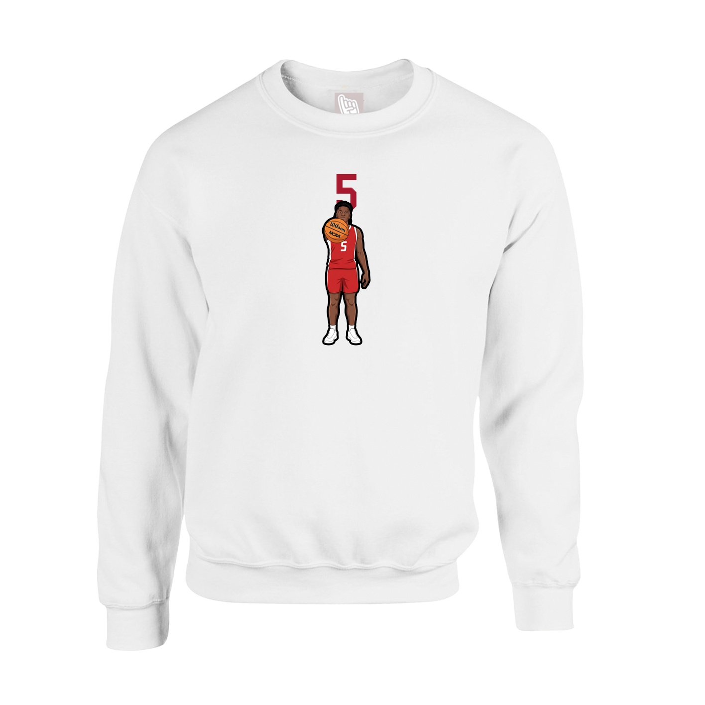 Fleece Crew — Number Top in White