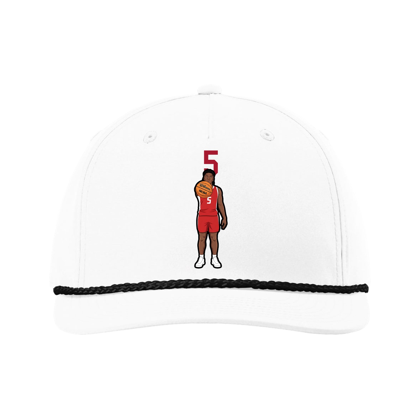 Five-Panel Classic Rope Cap — Number Top in White