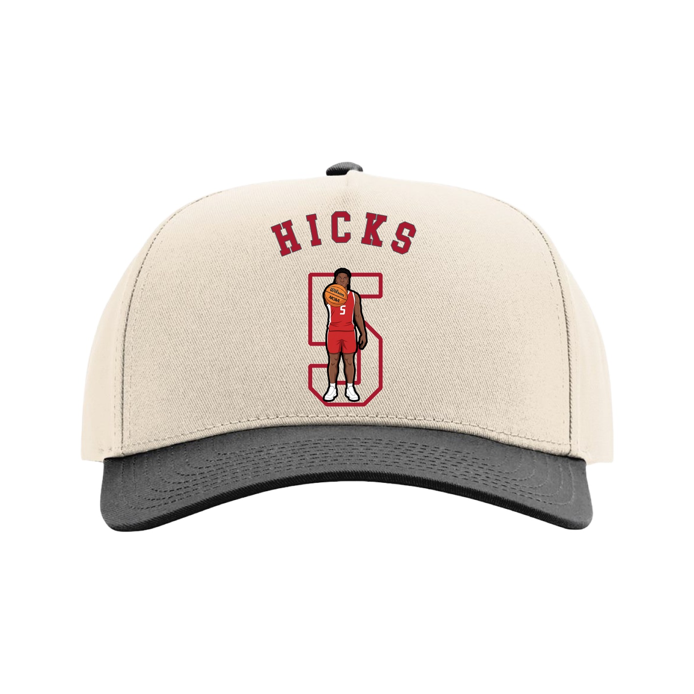 Full Fabric Five-Panel Champ Cap — Shirsey Arch in Cream/Black