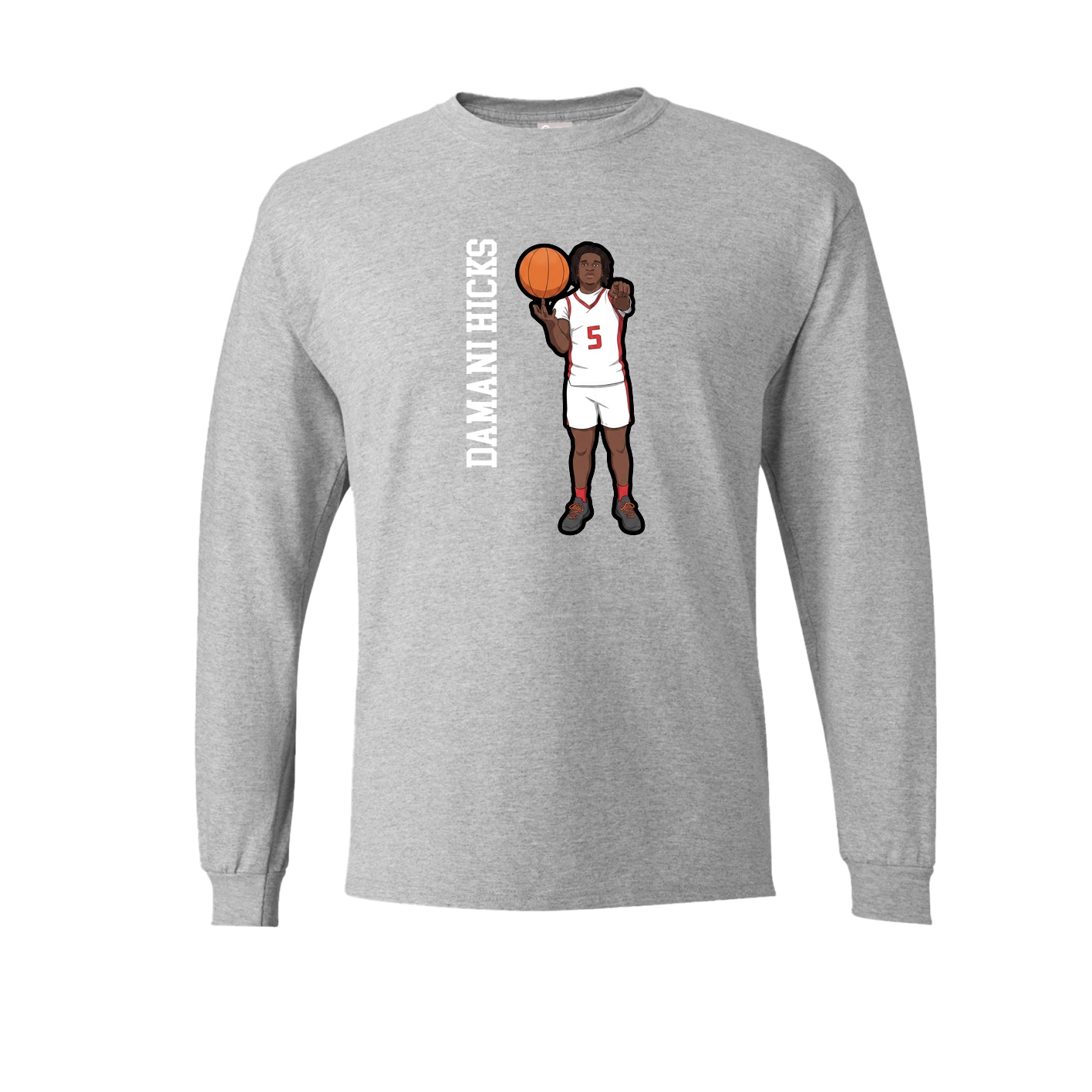 Long Sleeve Tee — Name Vertical in Grey
