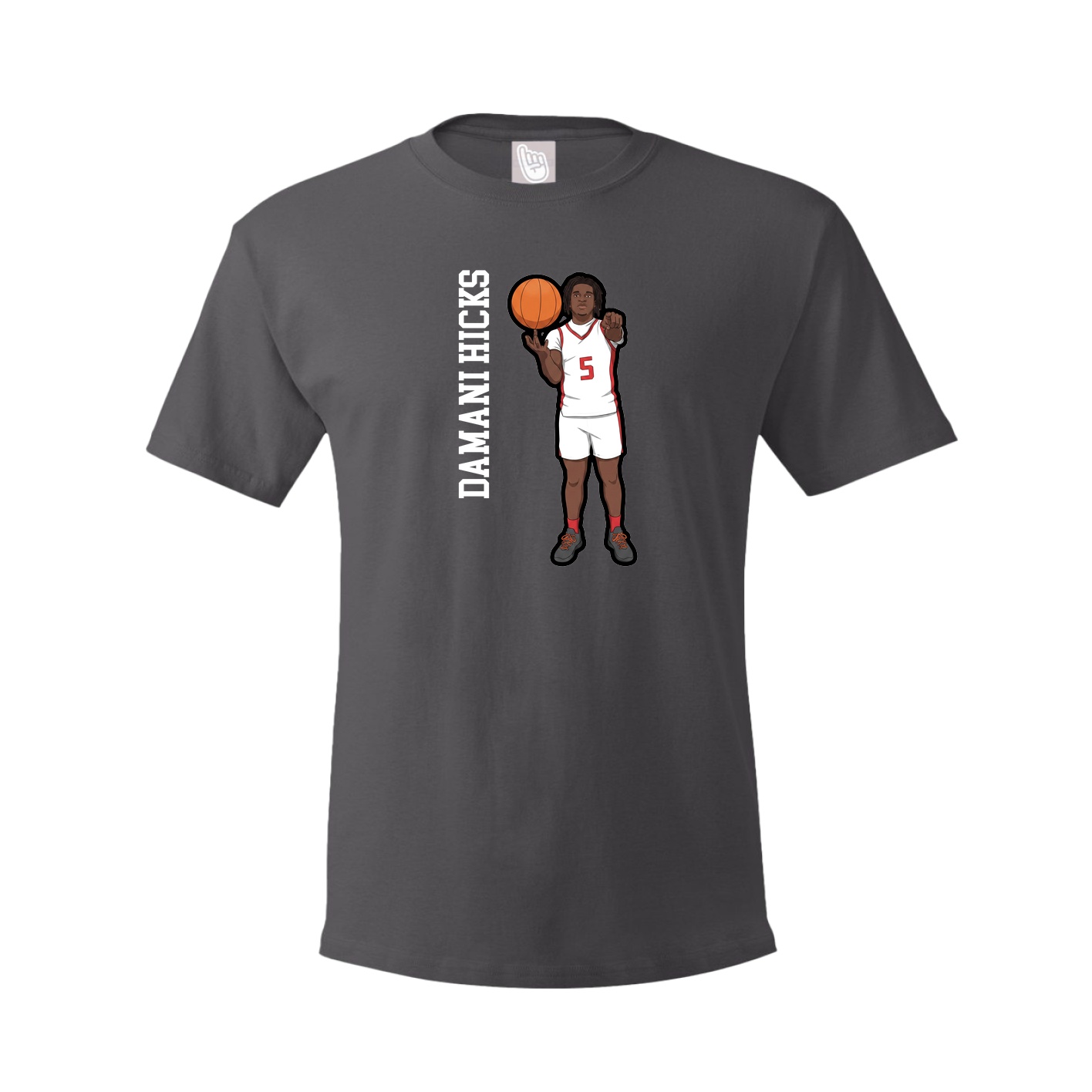 Youth Tee — Name Vertical in Grey