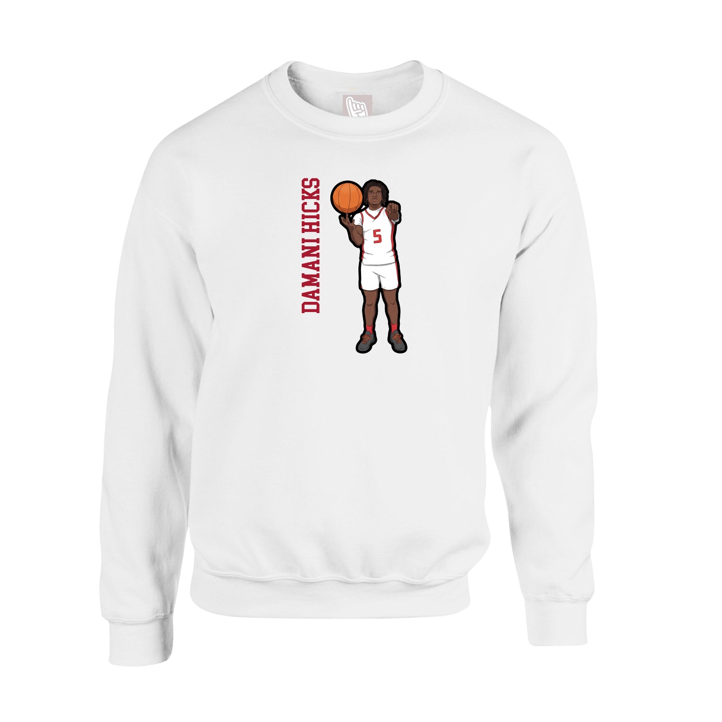 Fleece Crew — Name Vertical in White