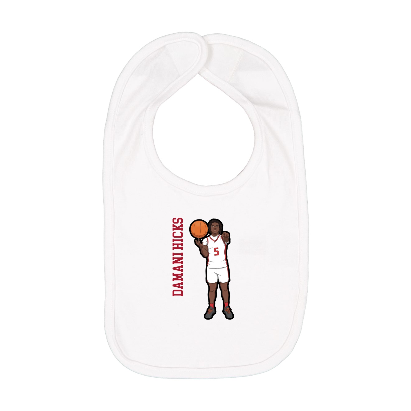 Infant Bib — Name Vertical in White