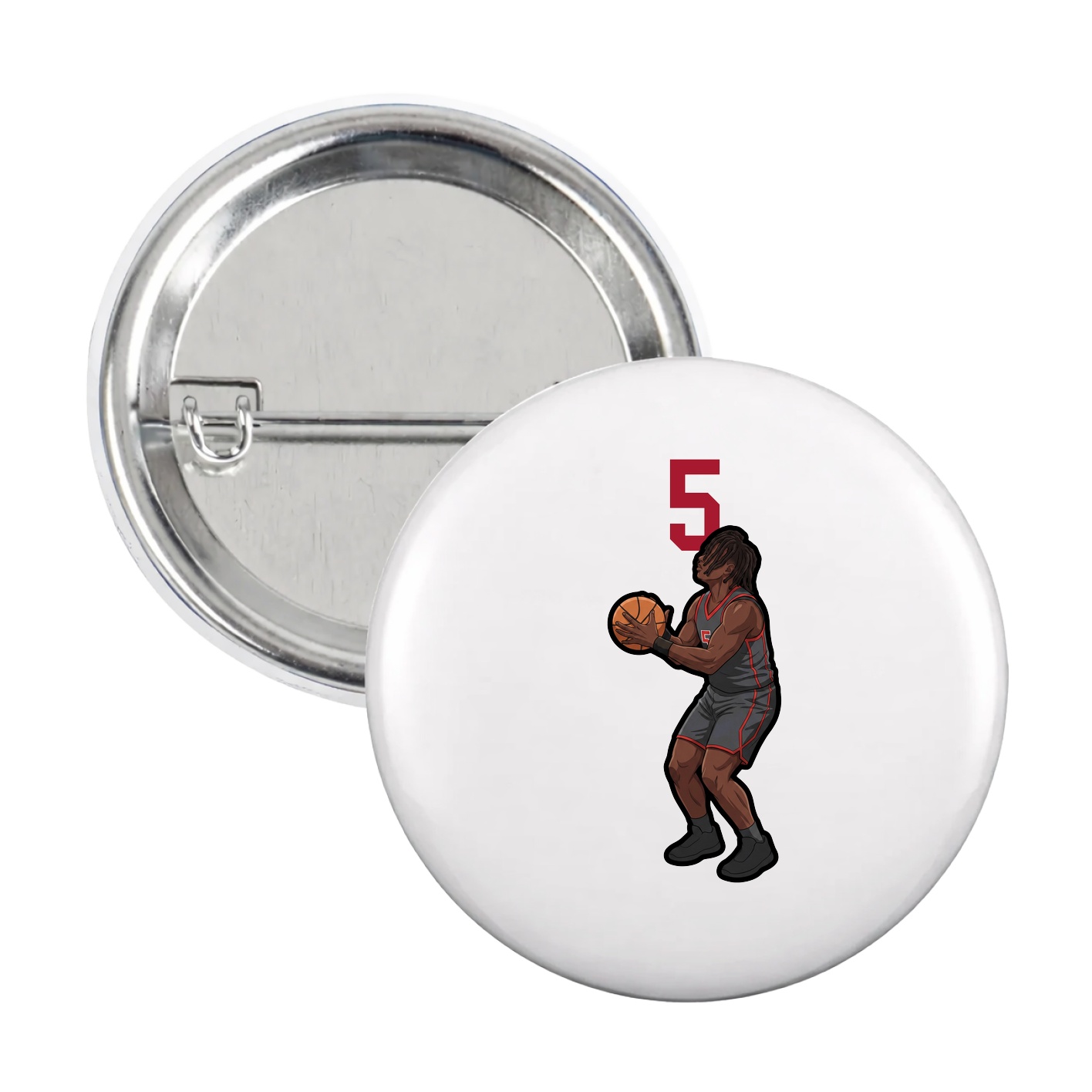 Game Day Button — Number Top in White
