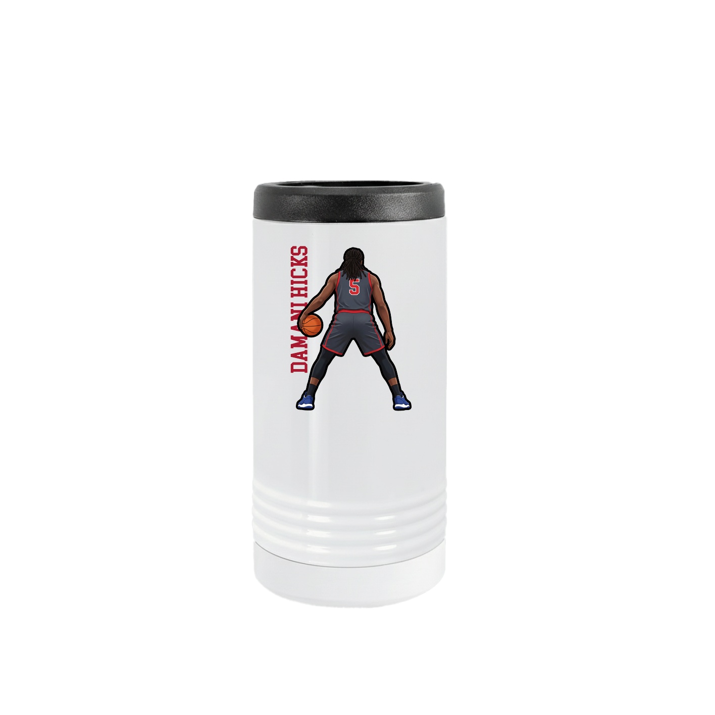 Slim Beverage Holder — Name Vertical in White