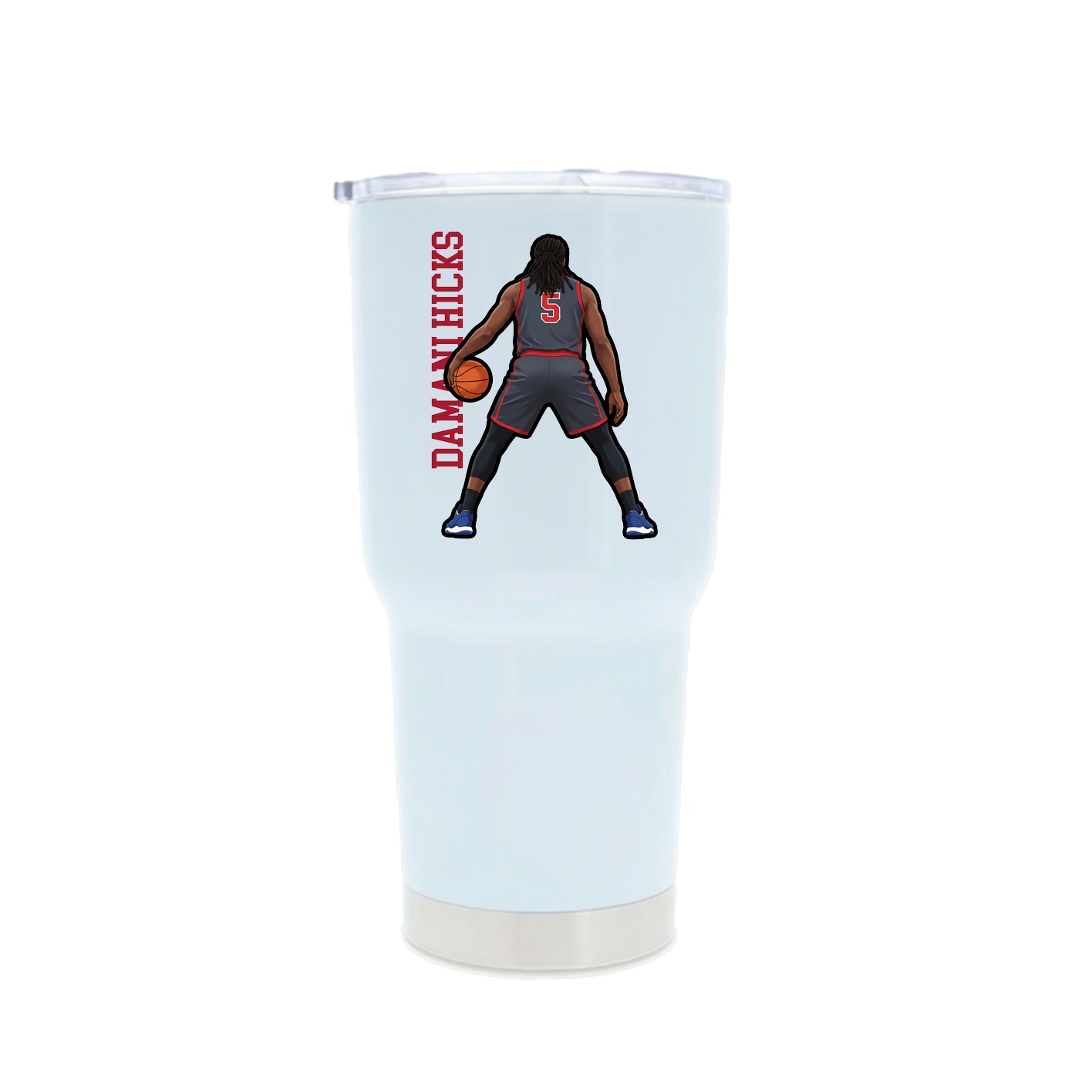 30oz Stainless Steel Tumbler — Name Vertical in White