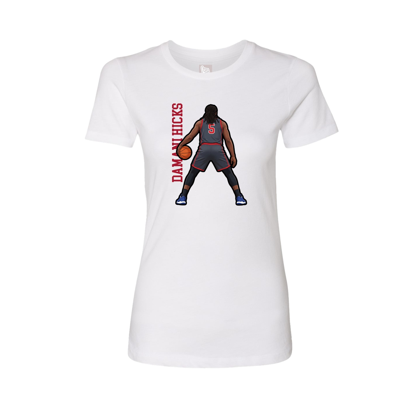 Fitted Women's Tee — Name Vertical in White