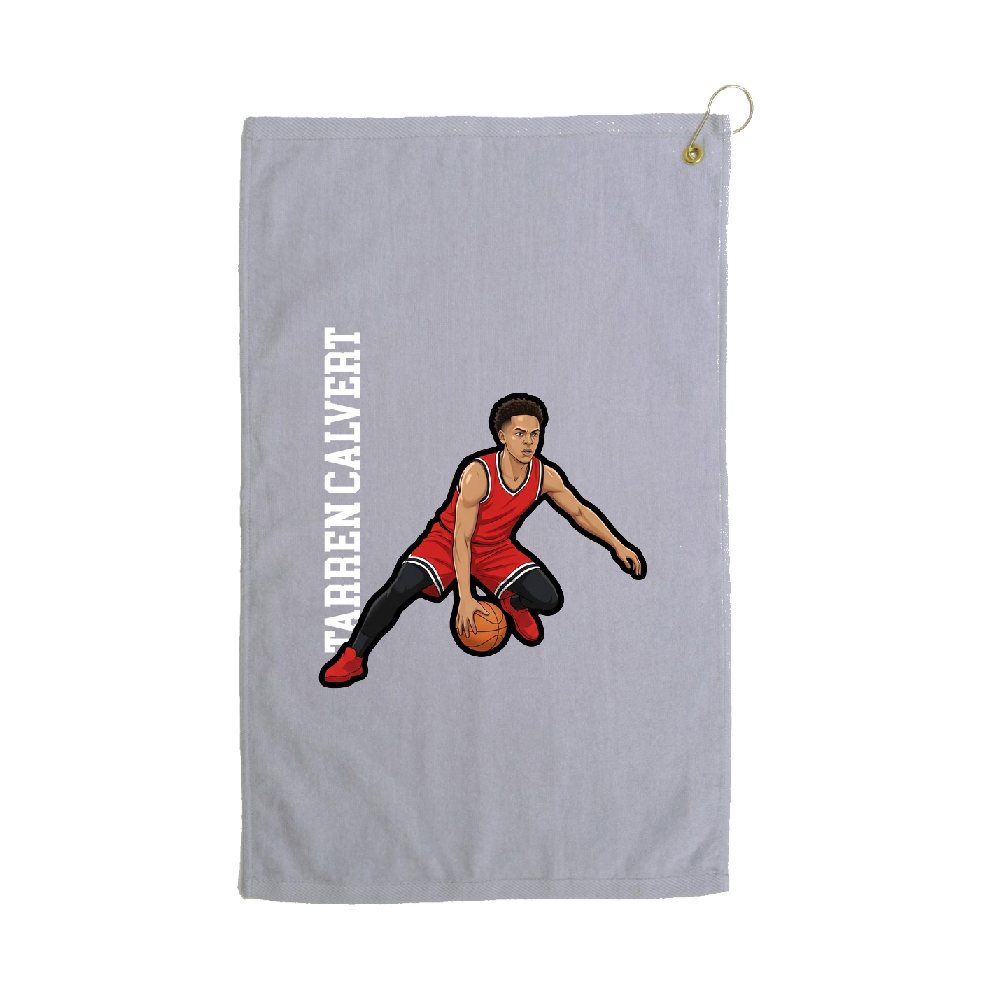 Golf Towel — Name Vertical in Grey