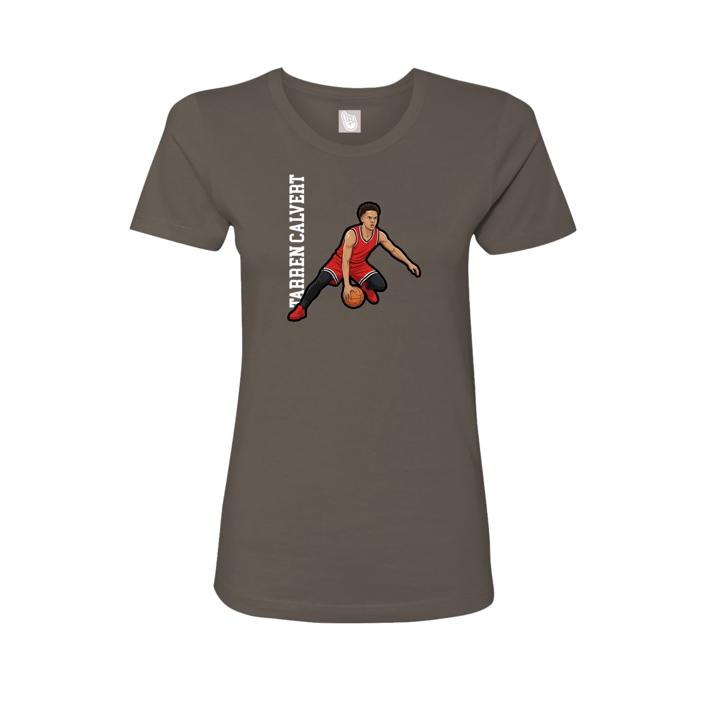 Fitted Women's Tee — Name Vertical in Grey