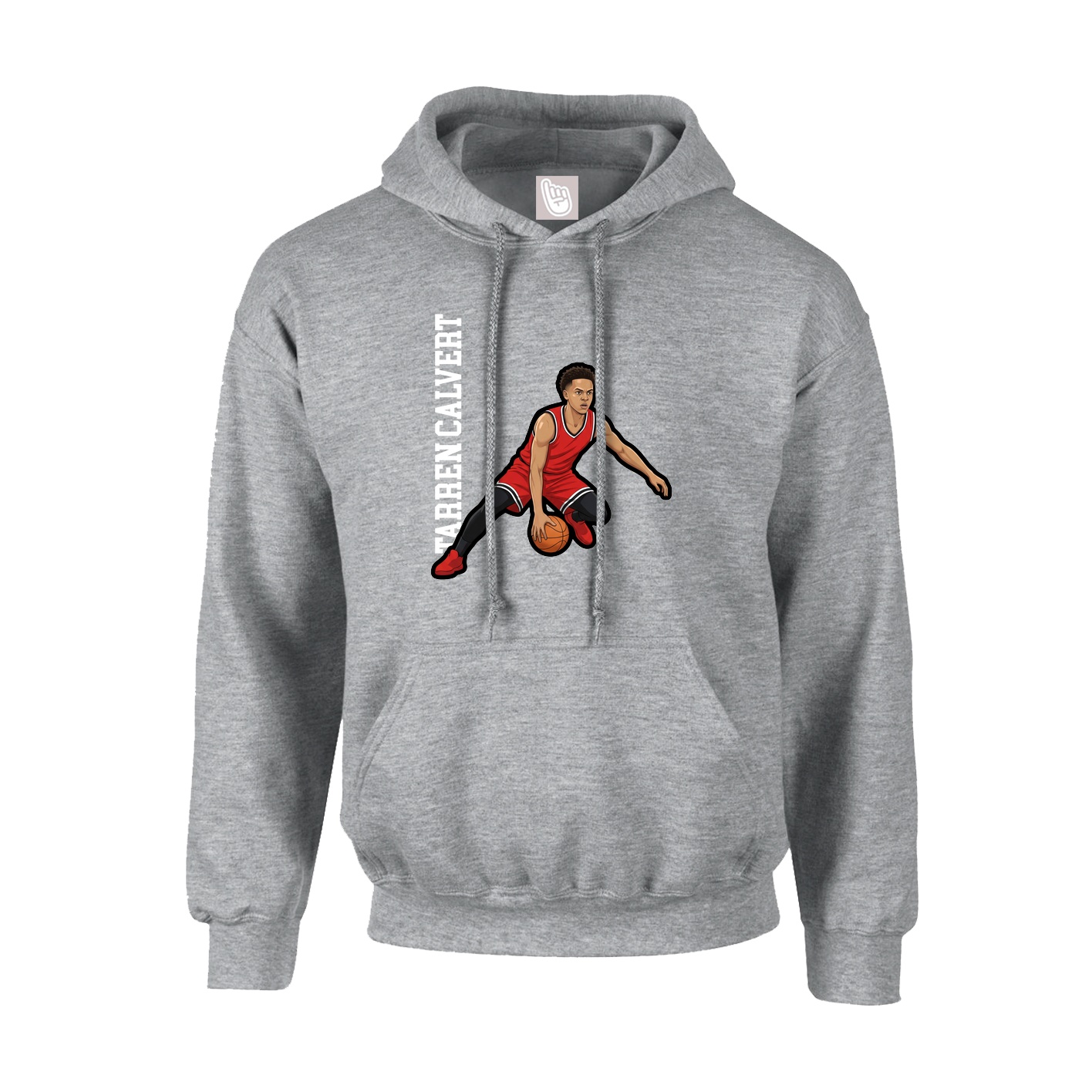Youth Hoodie — Name Vertical in Grey