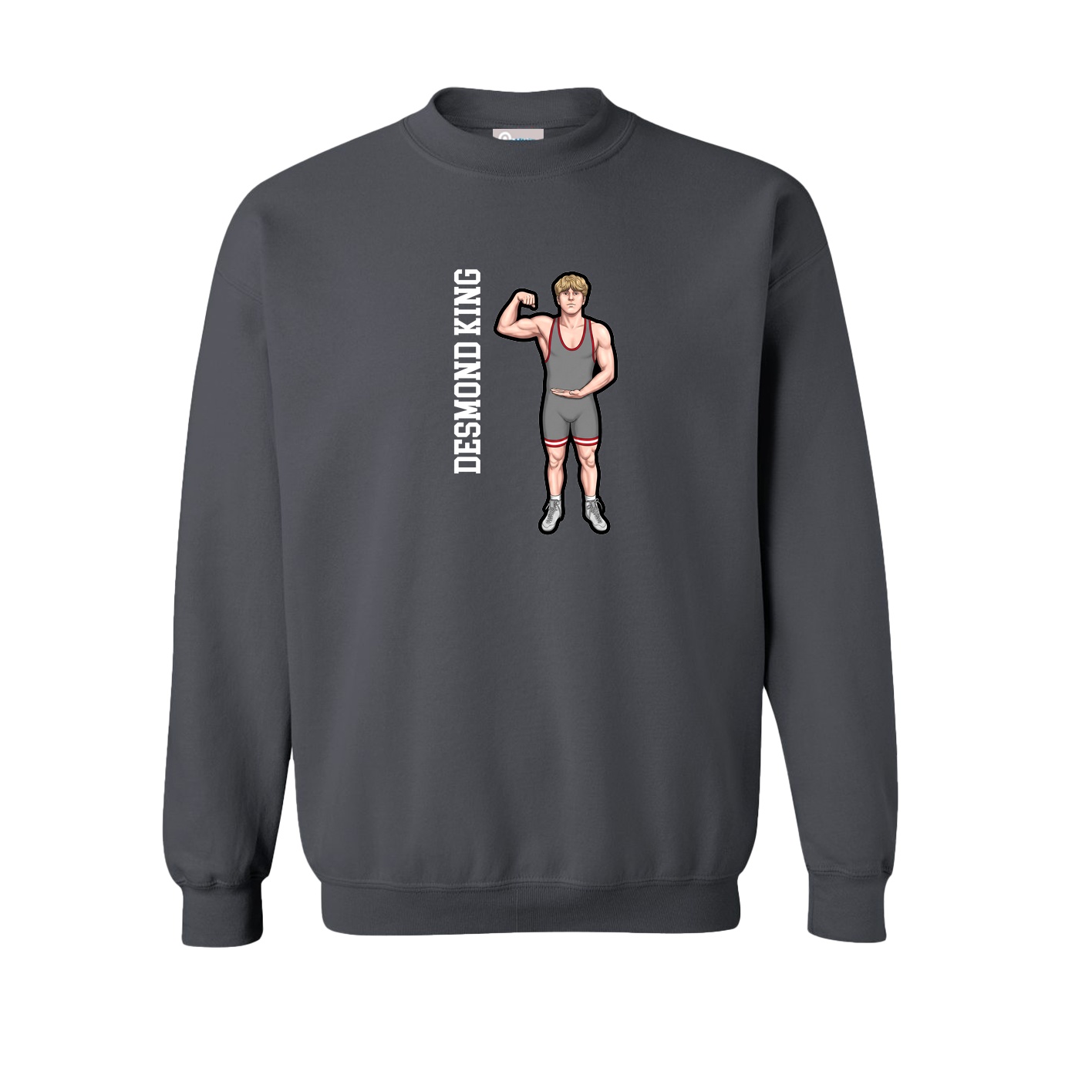 Fleece Crew — Name Vertical in Grey
