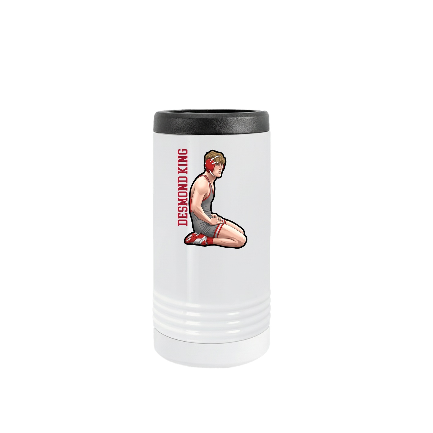 Slim Beverage Holder — Name Vertical in White