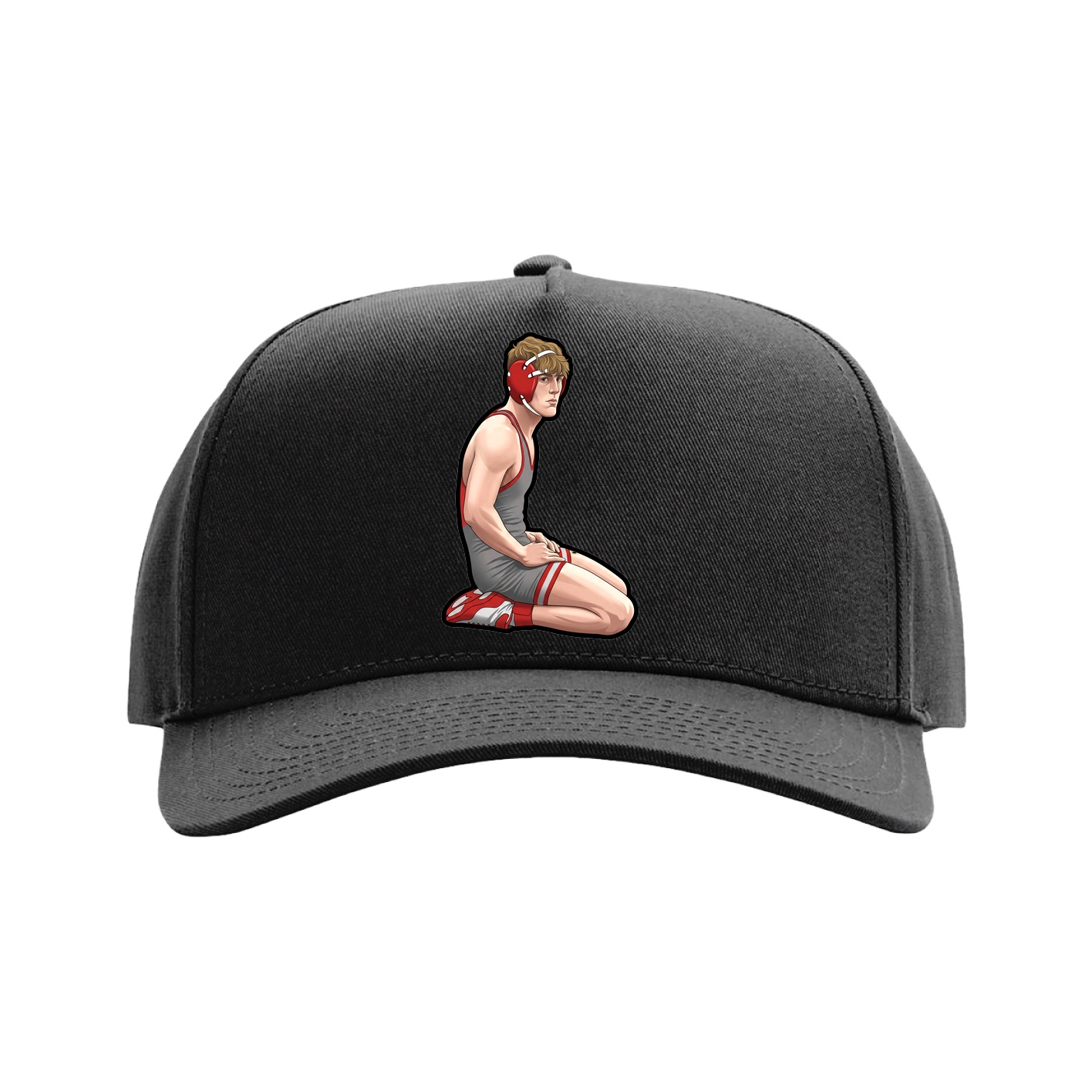 Full Fabric Five-Panel Champ Cap — Name Vertical in Black