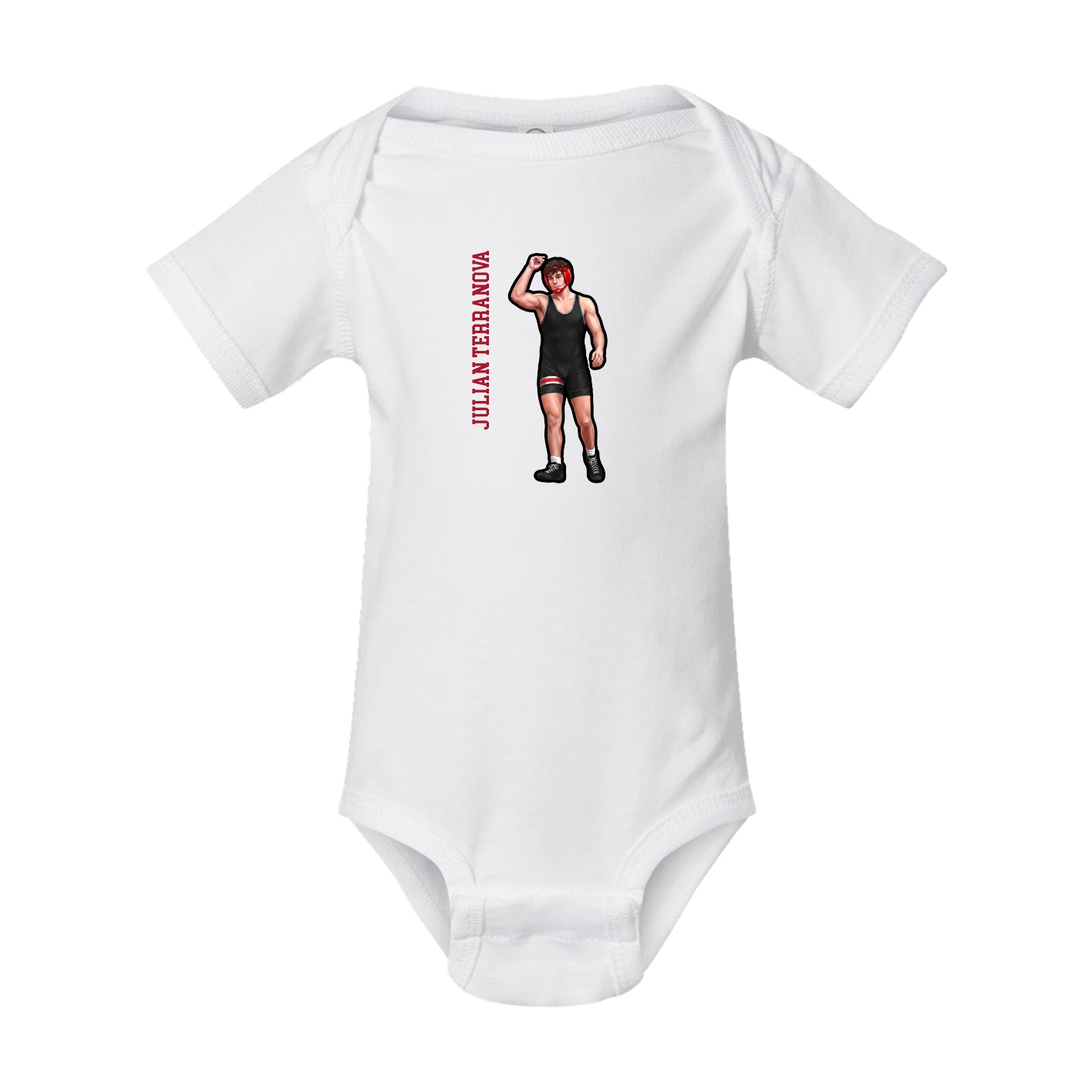 Baby Onesie — Name Vertical in White
