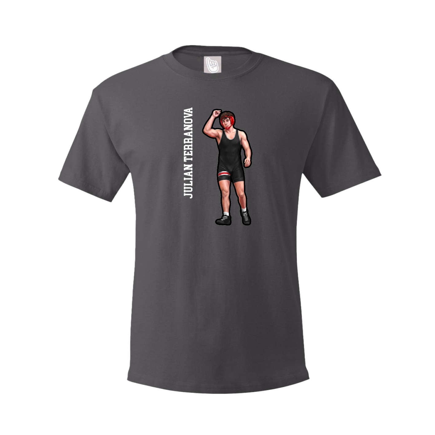 Tee — Name Vertical in Grey