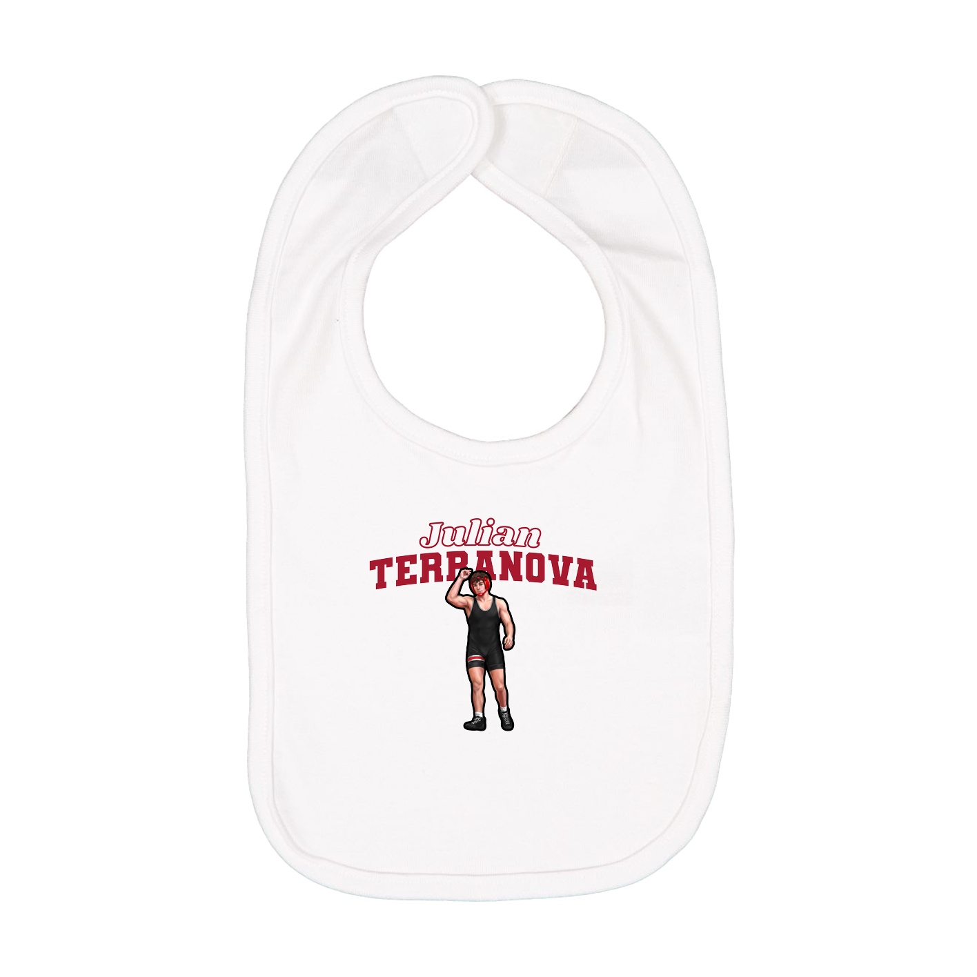 Infant Bib — Name Arch in White