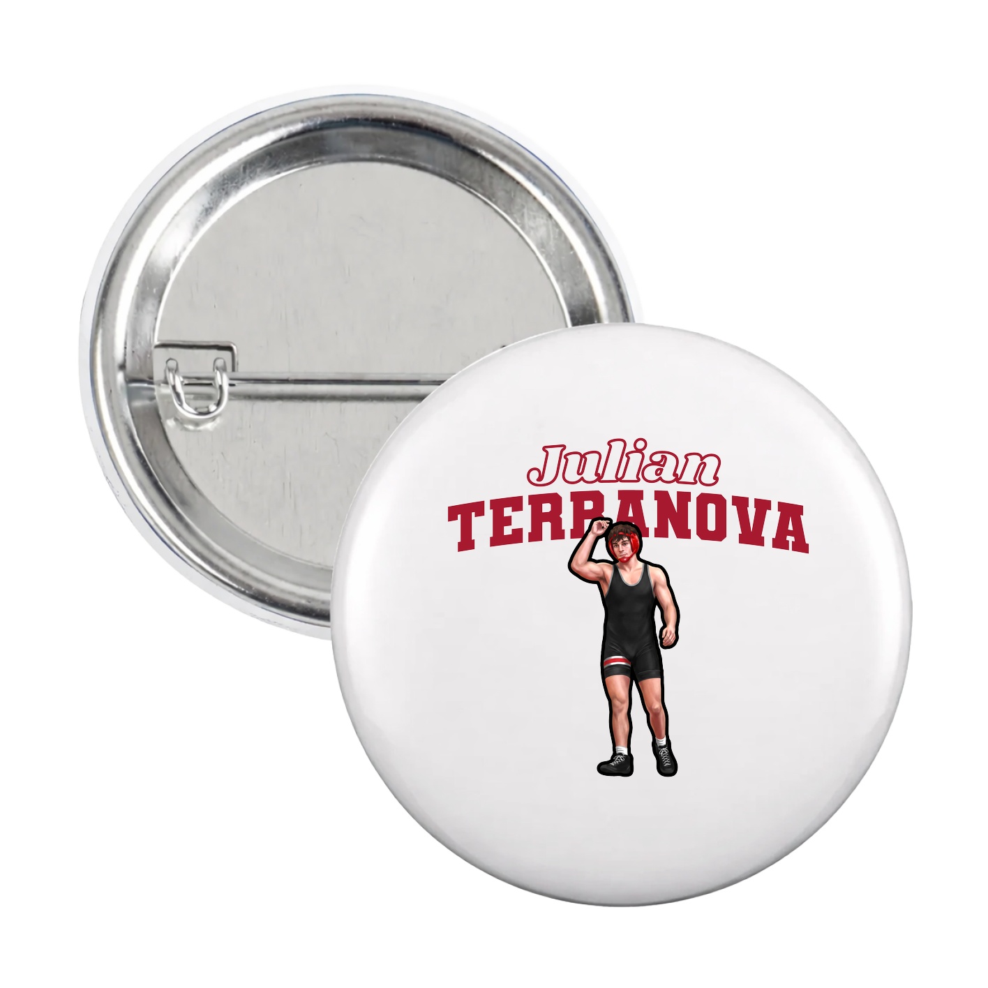 Game Day Button — Name Arch in White