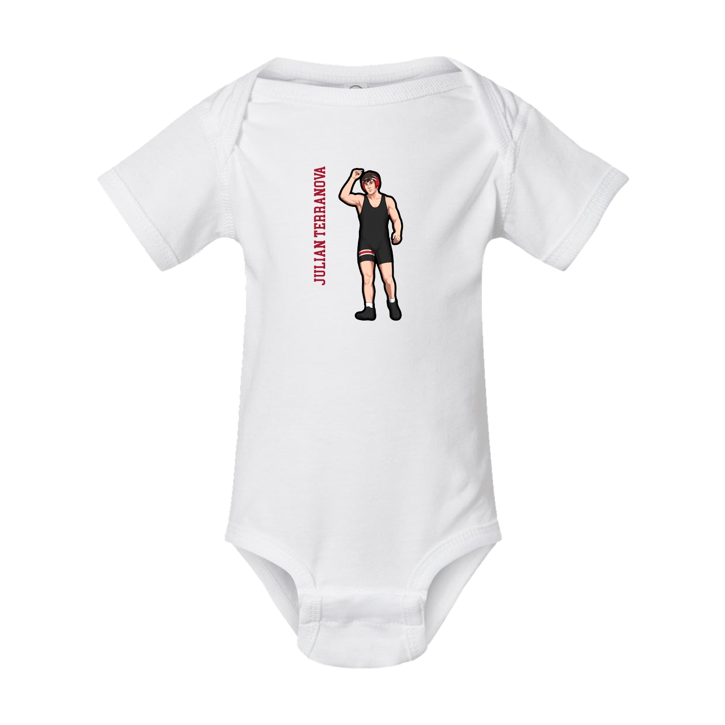 Baby Onesie — Name Vertical in White
