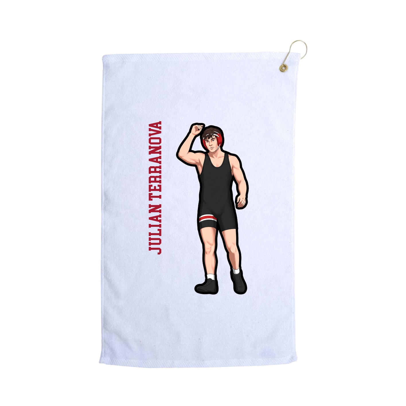 Golf Towel — Name Vertical in White