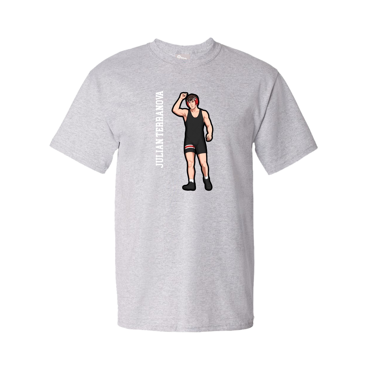 Youth Tee — Name Vertical in Grey