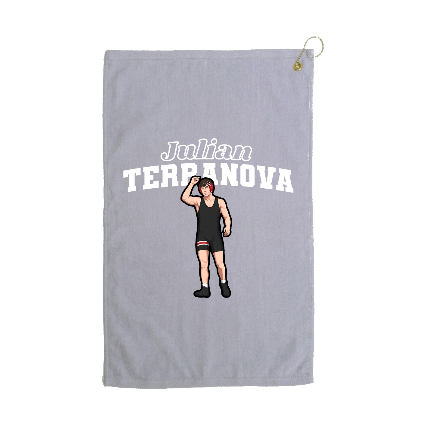 Golf Towel — Name Arch in Grey
