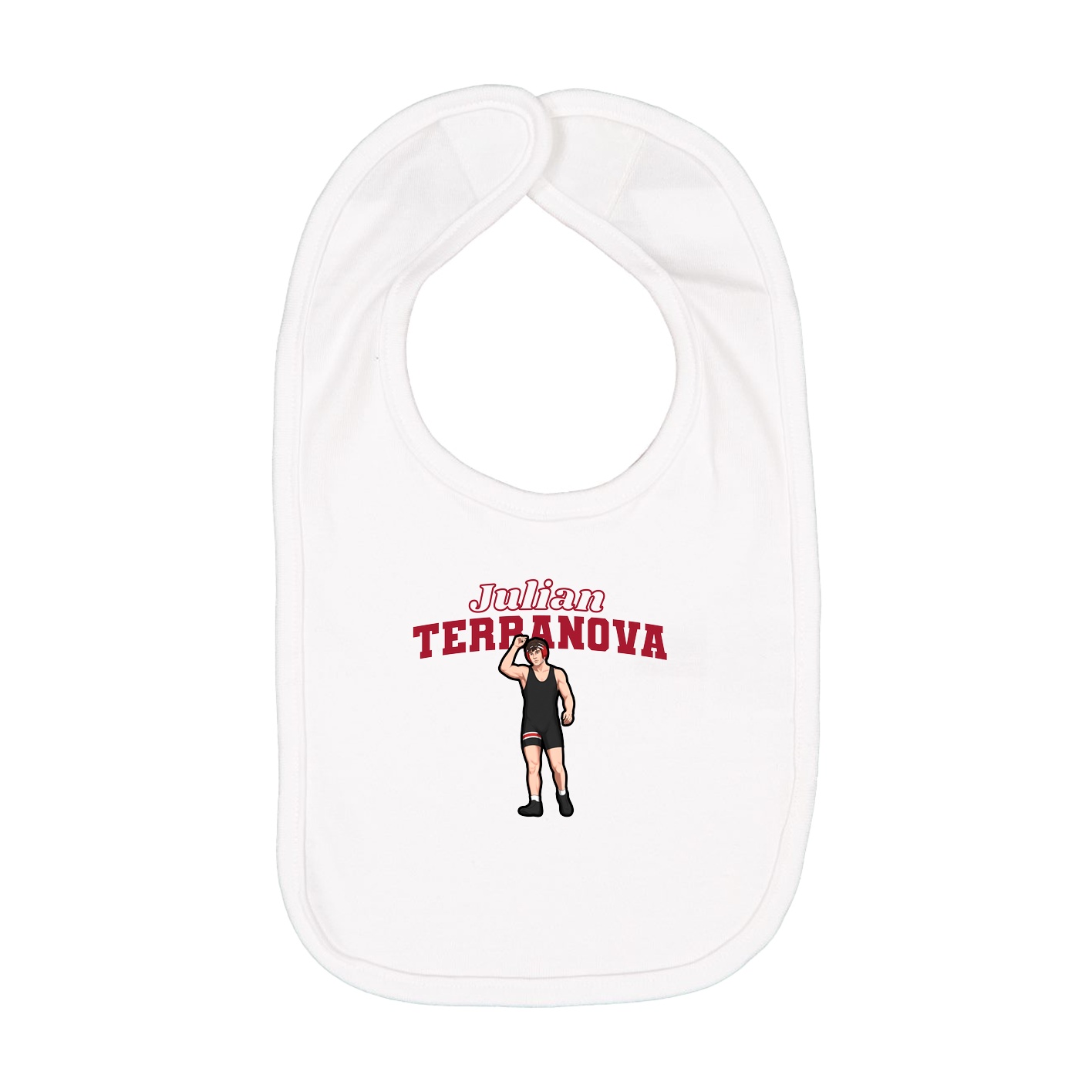 Infant Bib — Name Arch in White