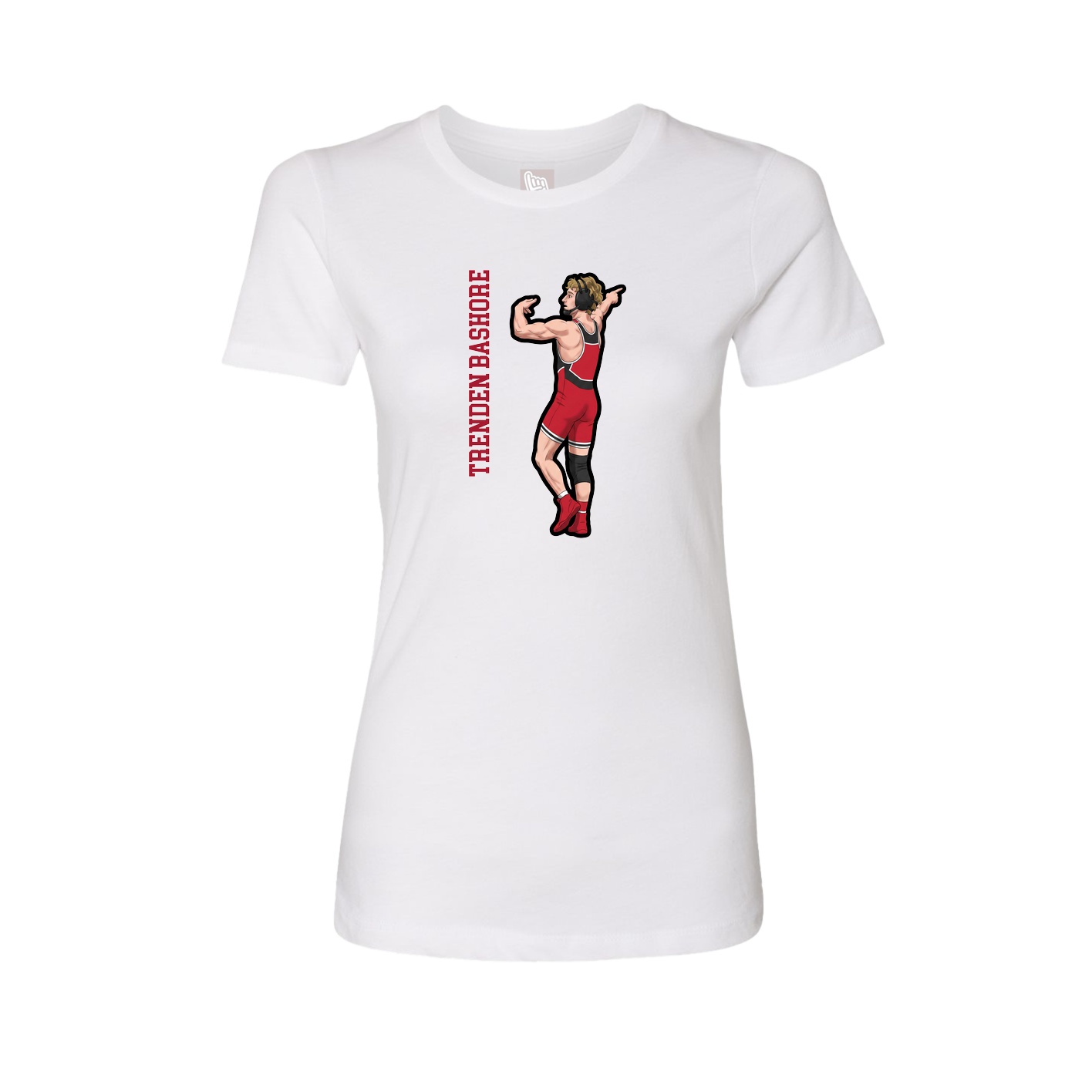Fitted Women's Tee — Name Vertical in White