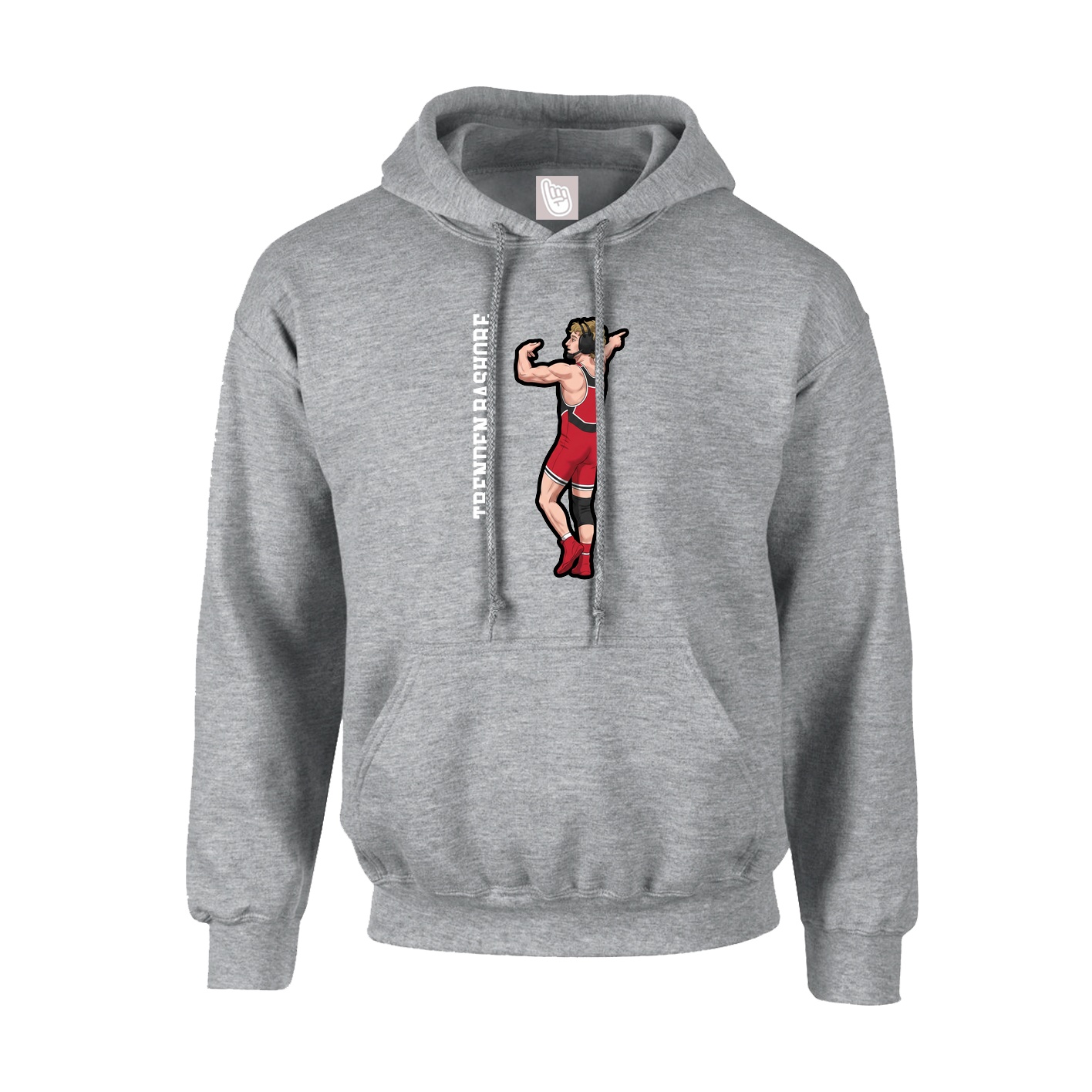 Youth Hoodie — Name Vertical in Grey