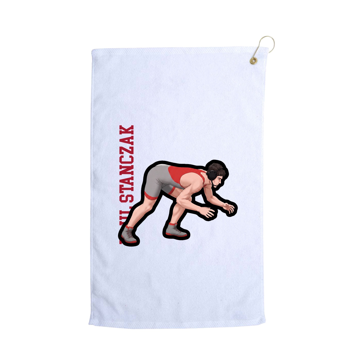 Golf Towel — Name Vertical in White
