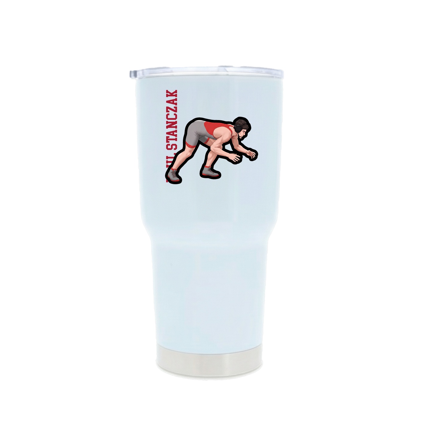 30oz Stainless Steel Tumbler — Name Vertical in White