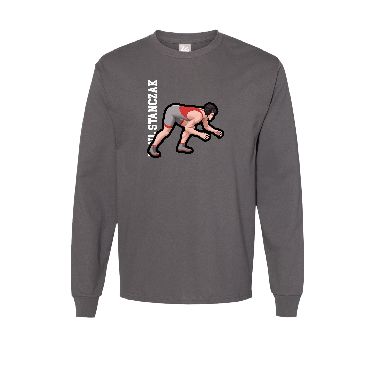 Long Sleeve Tee — Name Vertical in Grey