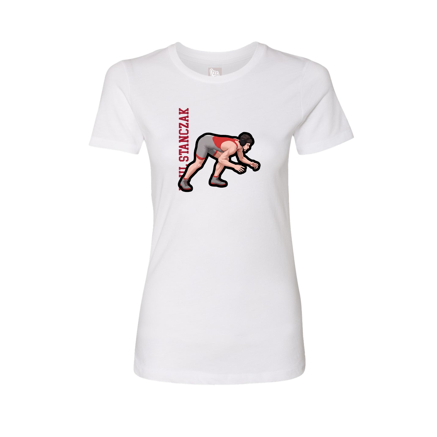 Fitted Women's Tee — Name Vertical in White